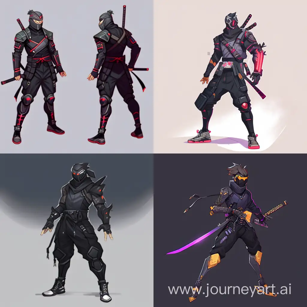 Game Concept art of a male ninja wearing tech wear
