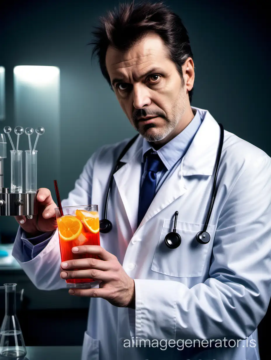 Suspicious Doctor Spiking Drink In Lab Setting Ai Image Generator