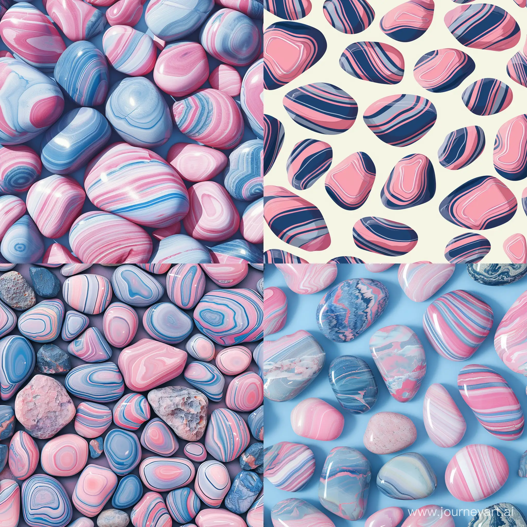 a pattern of pink and blue striped river stones --tile --fast 