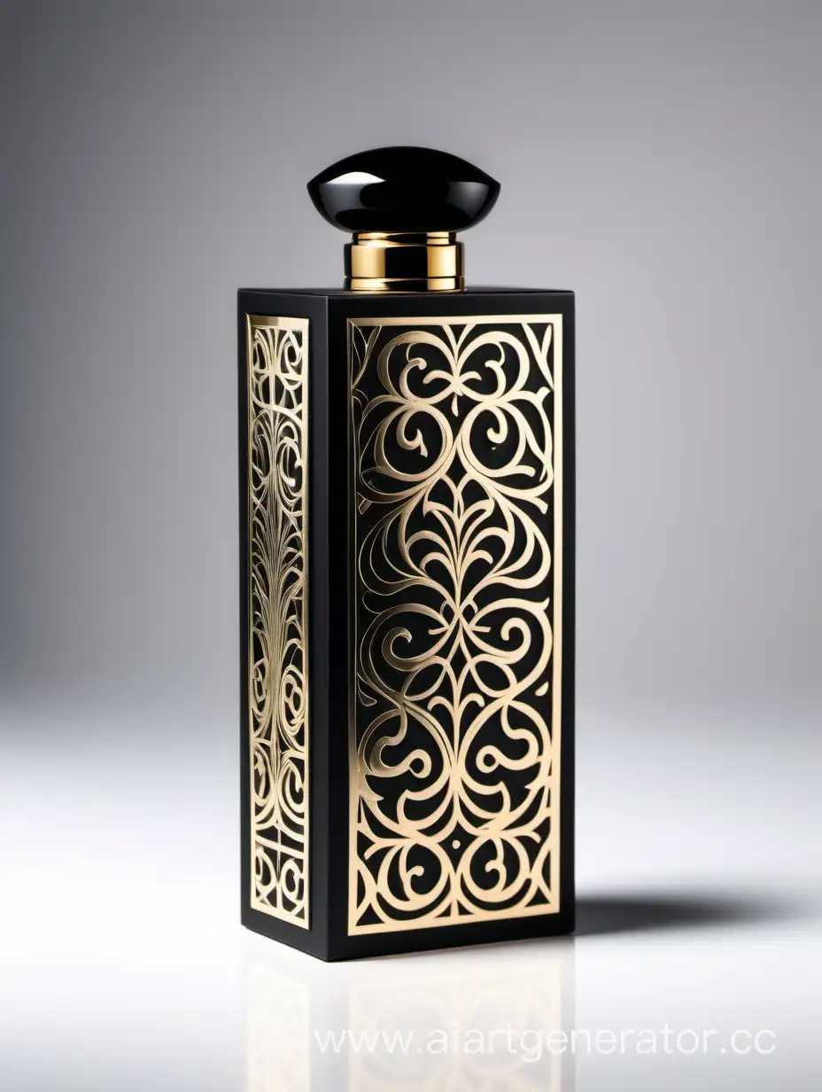 Elegant-Black-Box-with-Arabesque-Pattern-Luxury-Perfume-Packaging