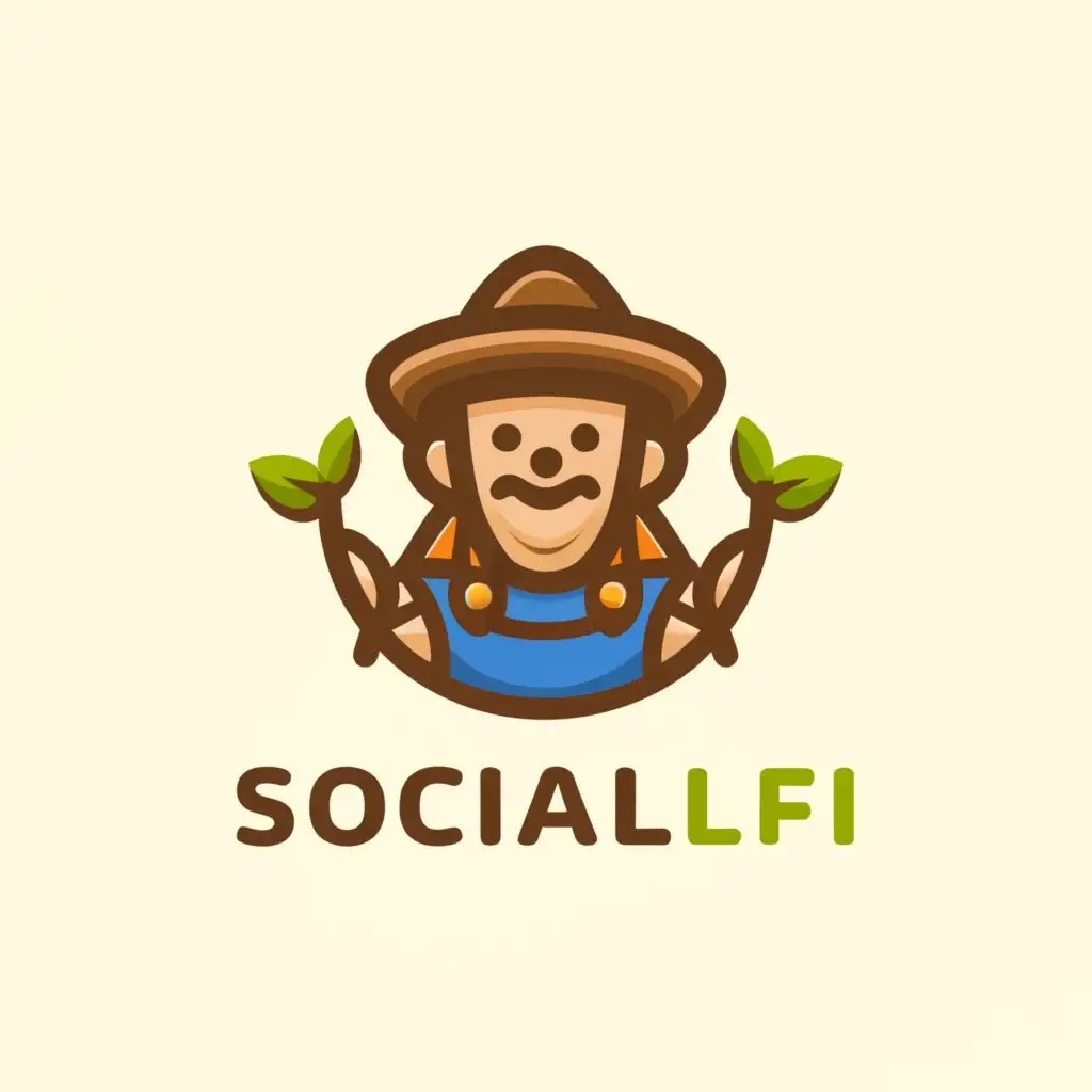 a logo design,with the text "SocialFI", main symbol:farmer,Moderate,clear background