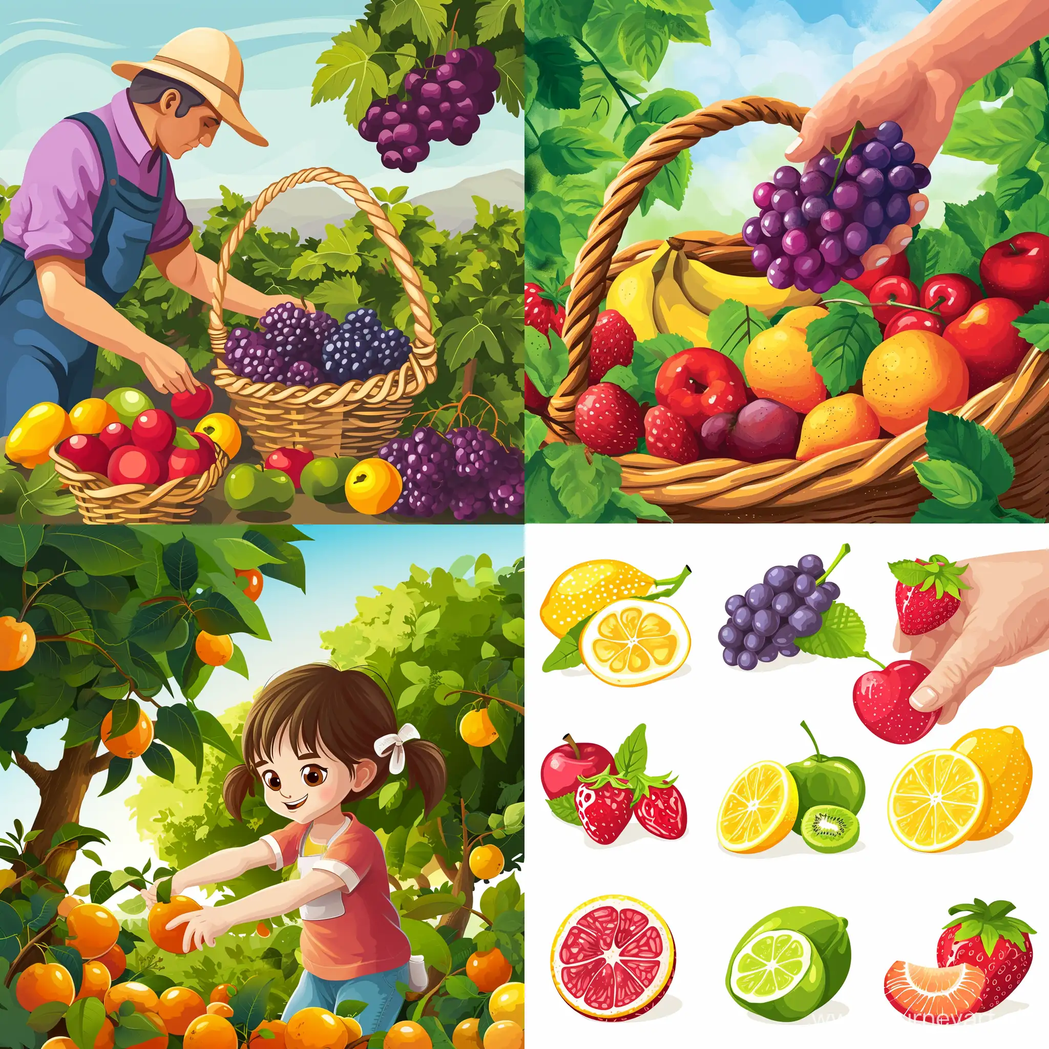 摘水果的动画图片
