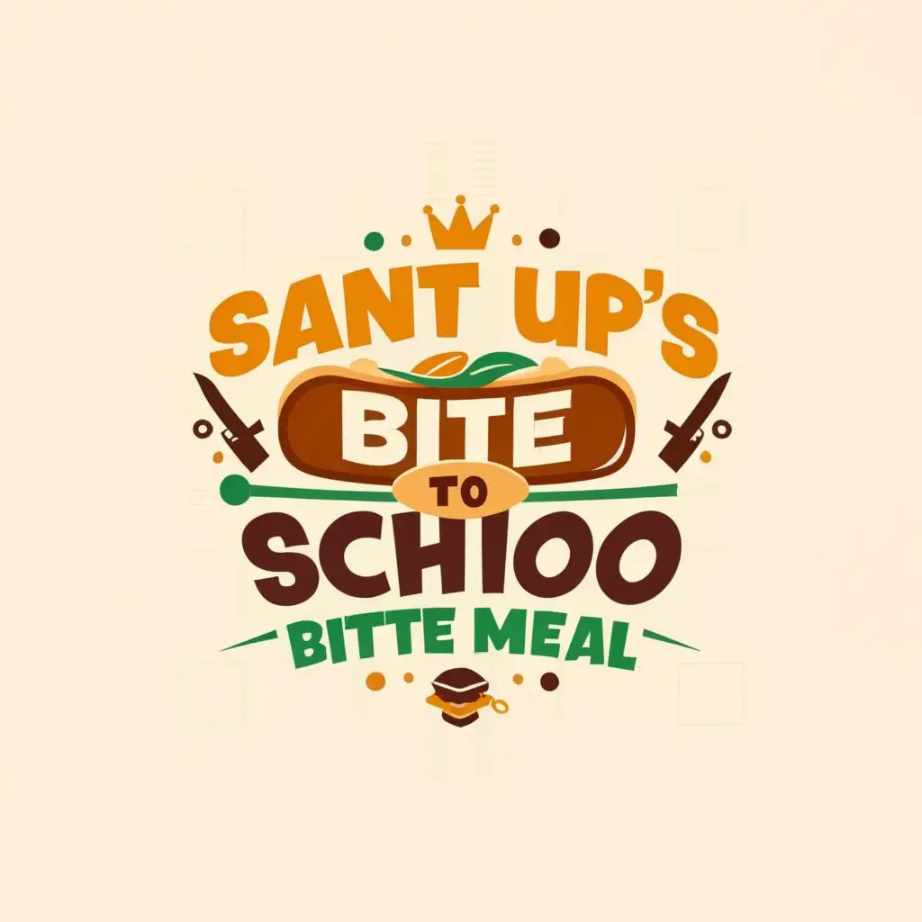 a logo design,with the text "Sant ups sandwich bite to school", main symbol:Student Meal,Moderate,be used in Restaurant industry,clear background