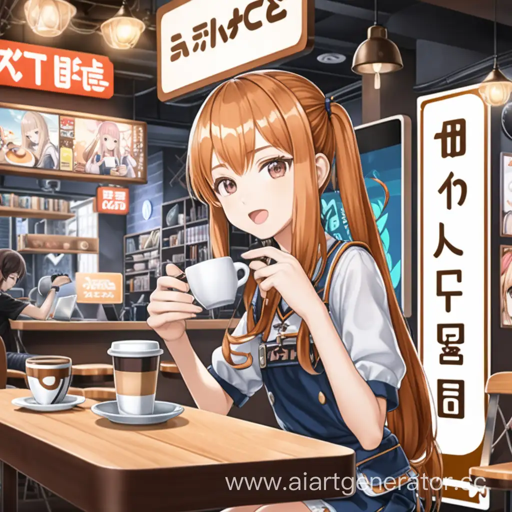 Anime-Girl-Gaming-and-Sipping-Coffee-at-Signboard-Anticafe