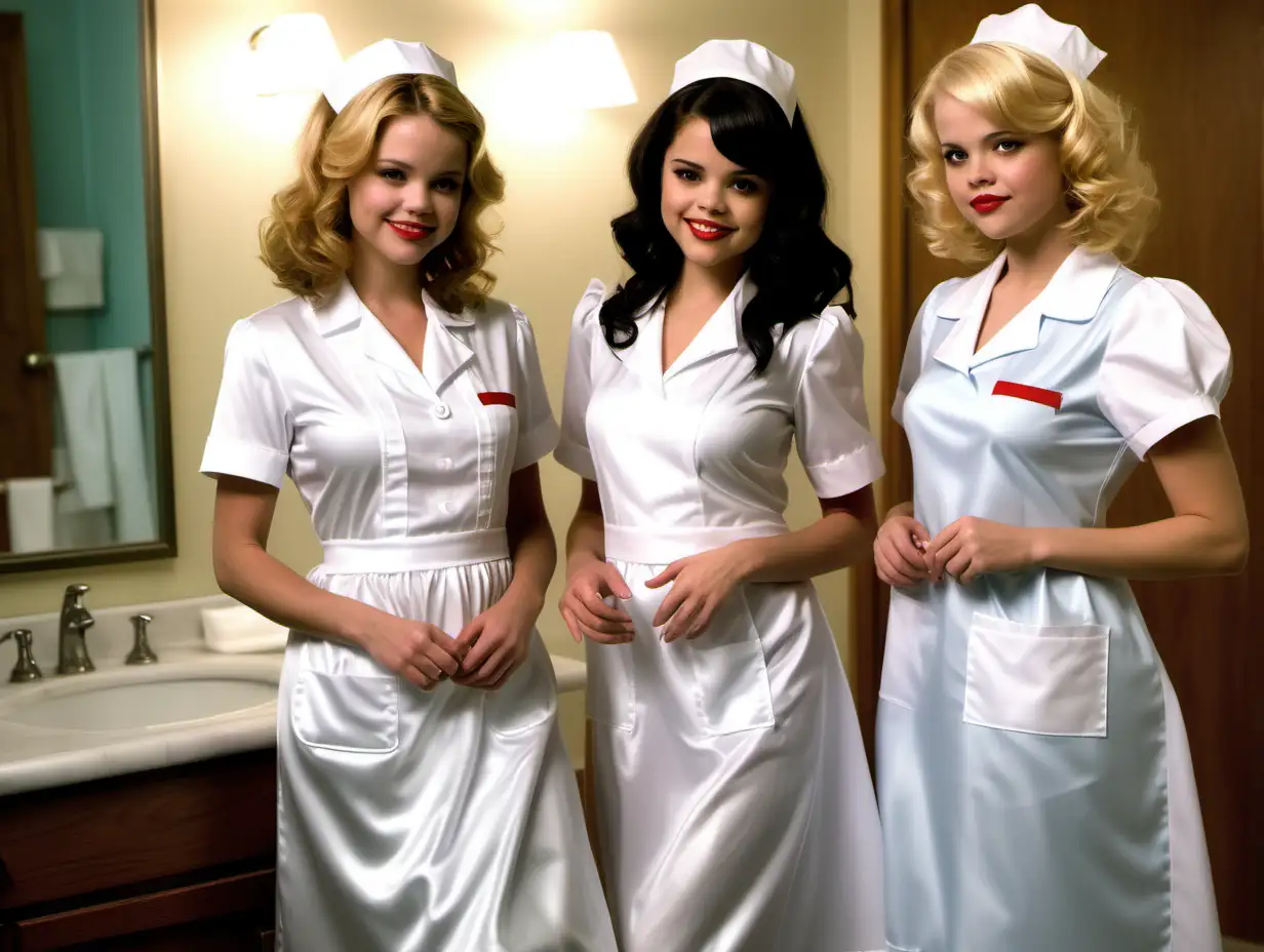 Vintage Nurse Costume Party with Celebrities Rachel McAdams and Selena Gomez