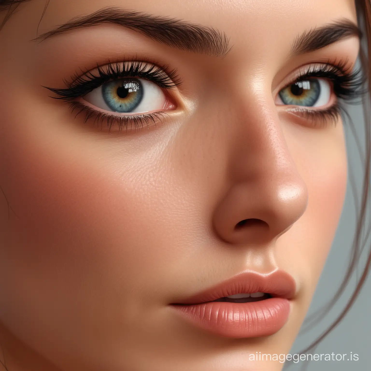 Beautiful, details, realistic, beautiful nose ,a beautiful woman head staring directly at you