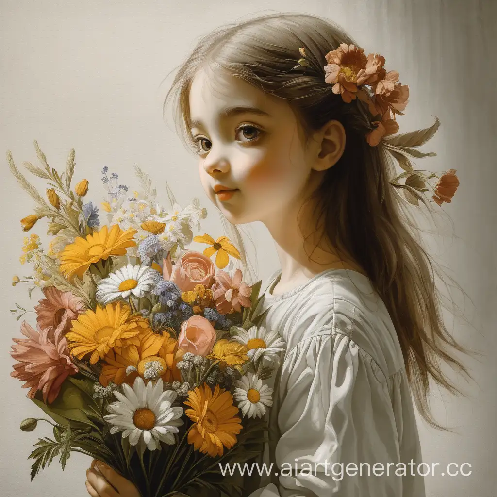 Девушка с букетом цветов 