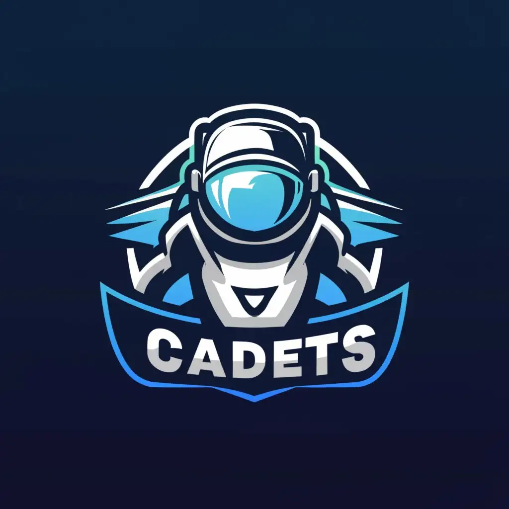 a logo design,with the text "Cadets", main symbol:space astronaut blue/black/white,complex,be used in Sports Fitness industry,clear background