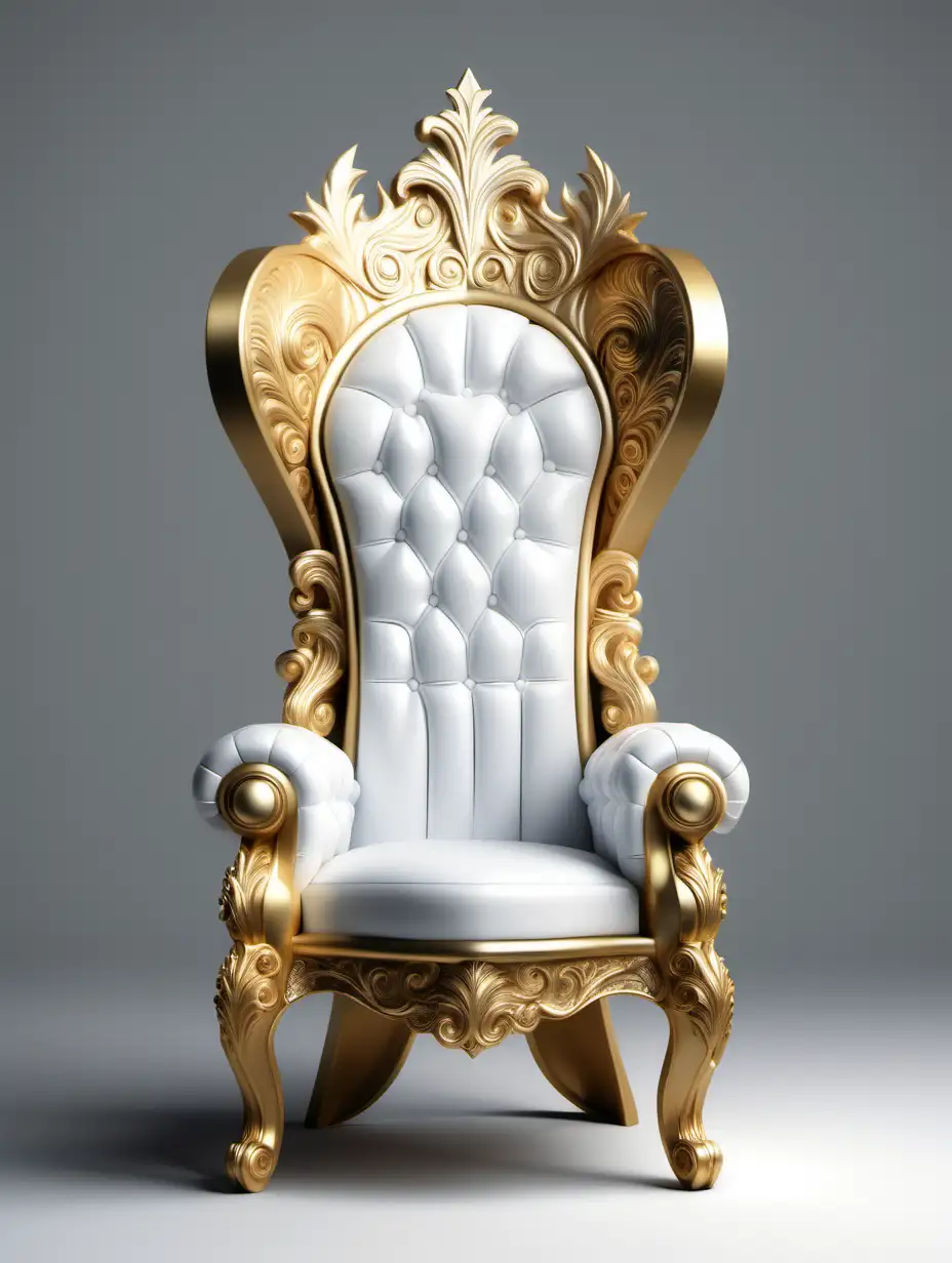 Luxurious HyperRealistic Gold and White Throne Chair