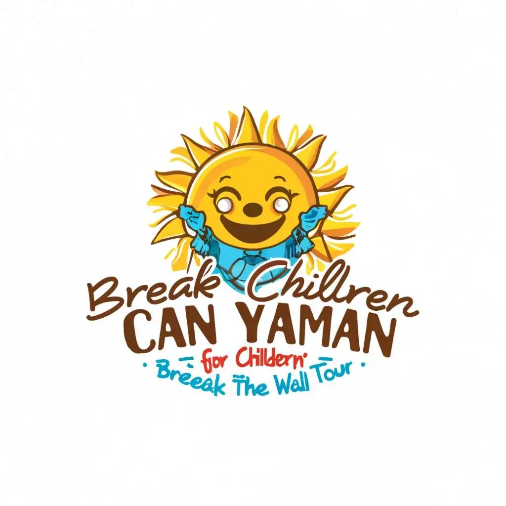 a logo design,with the text "Can Yaman for Children

Break the Wall Tour", main symbol:Happy sun heart,Moderate,be used in Nonprofit industry,clear background