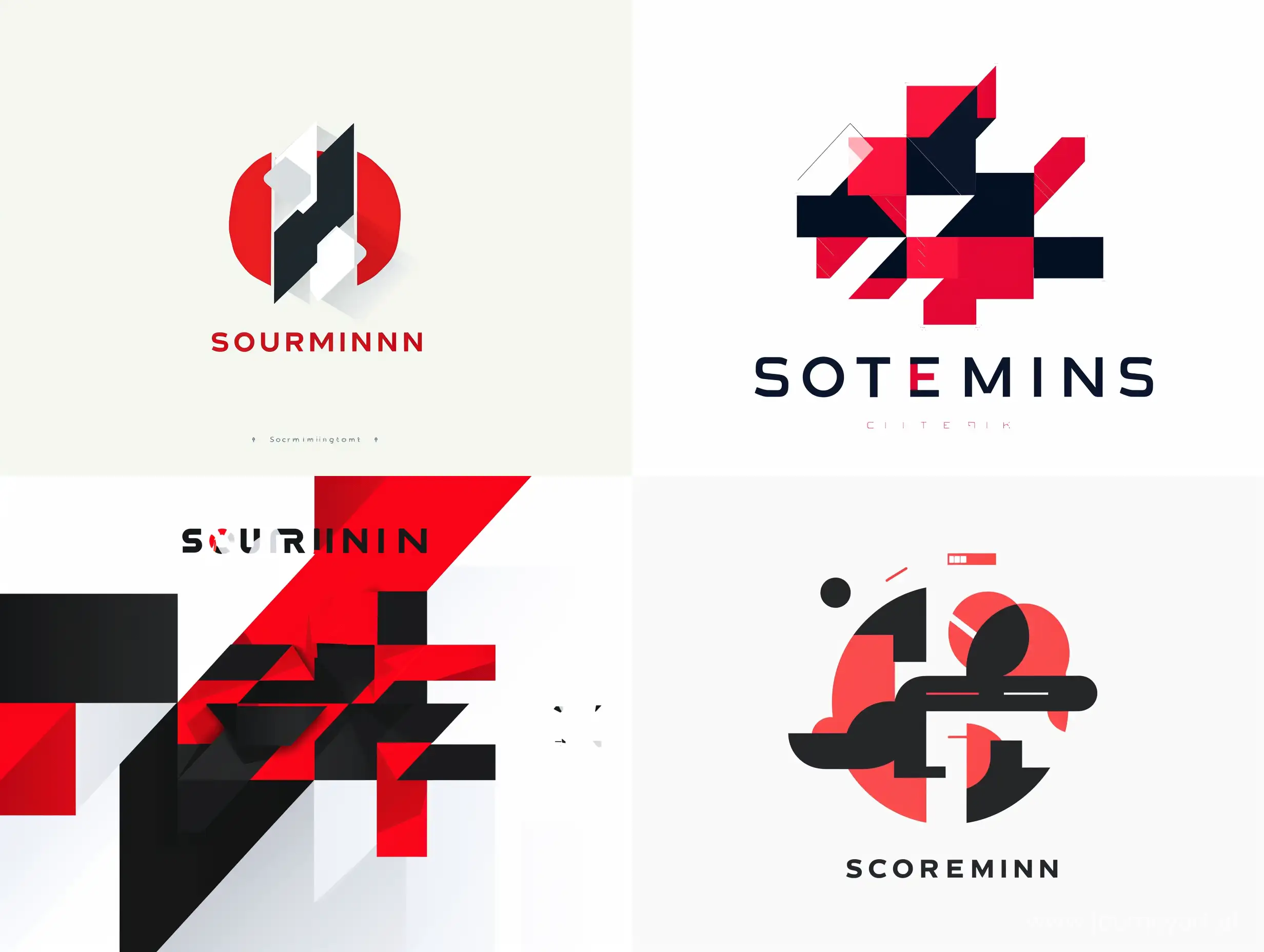 best logo minimalistic flat design for marketing agency named "scoreminds". colors: red, black, white. use only letters