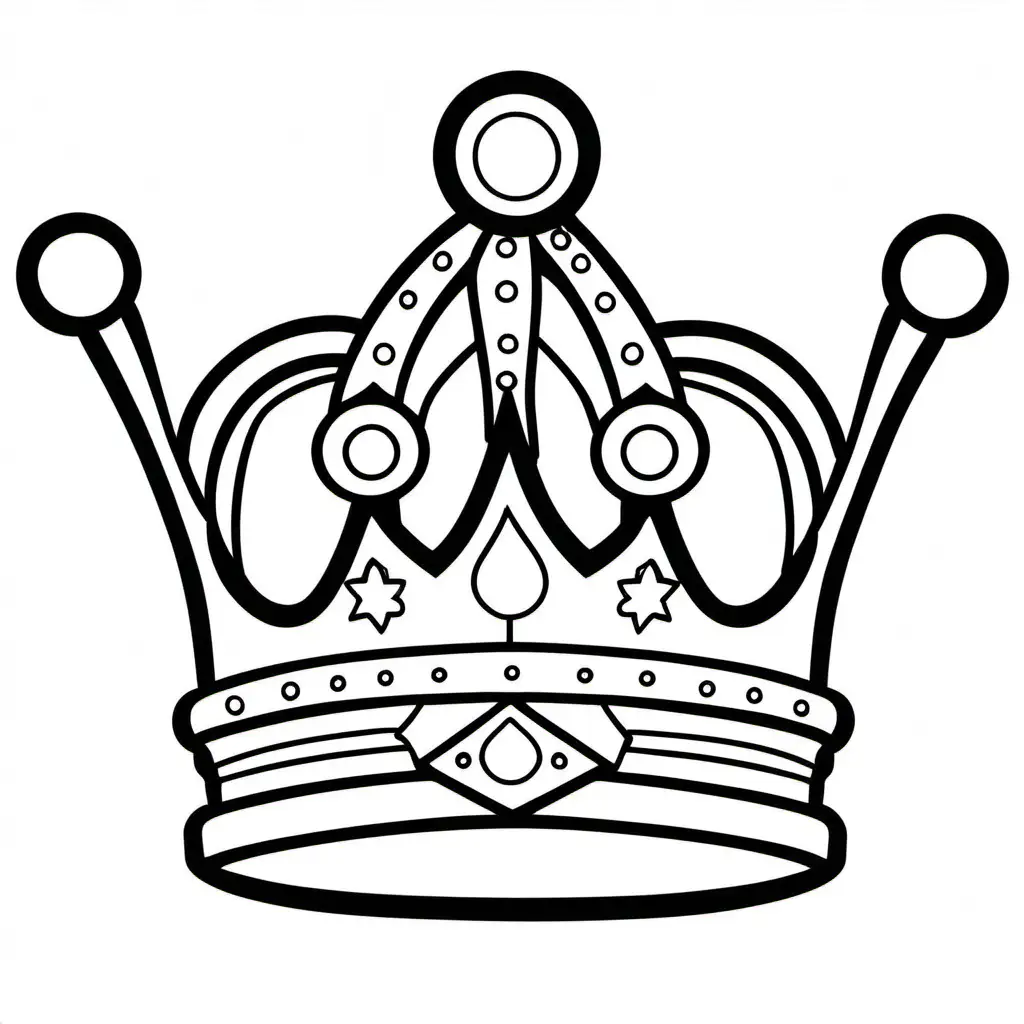 crown, Coloring Page, black and white, line art, white background, Simplicity, Ample White Space. The background of the coloring page is plain white to make it easy for young children to color within the lines. The outlines of all the subjects are easy to distinguish, making it simple for kids to color without too much difficulty