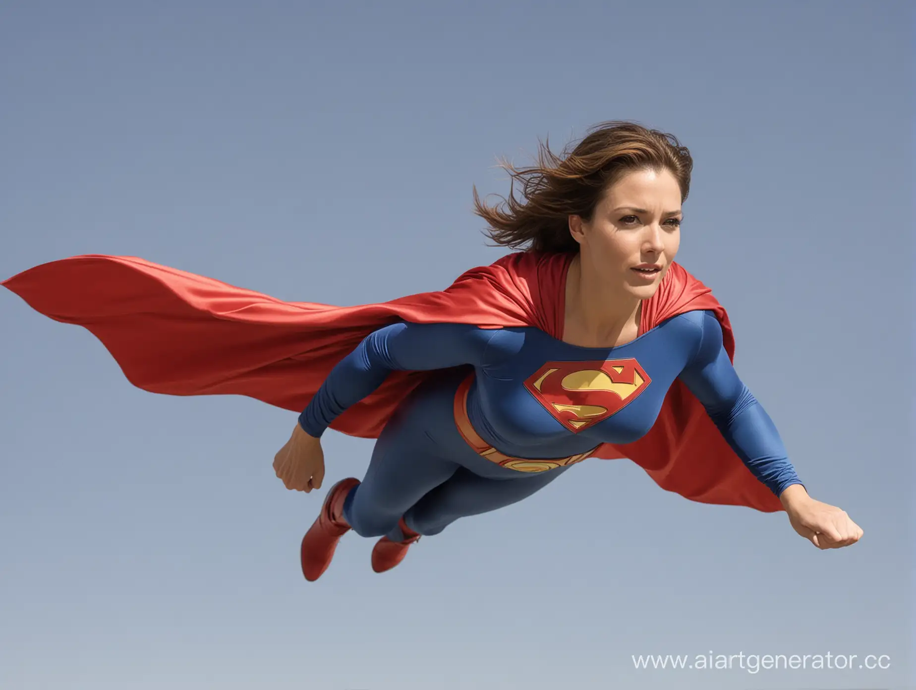 MiddleAged-Woman-Emulating-Superman-in-Classic-Costume