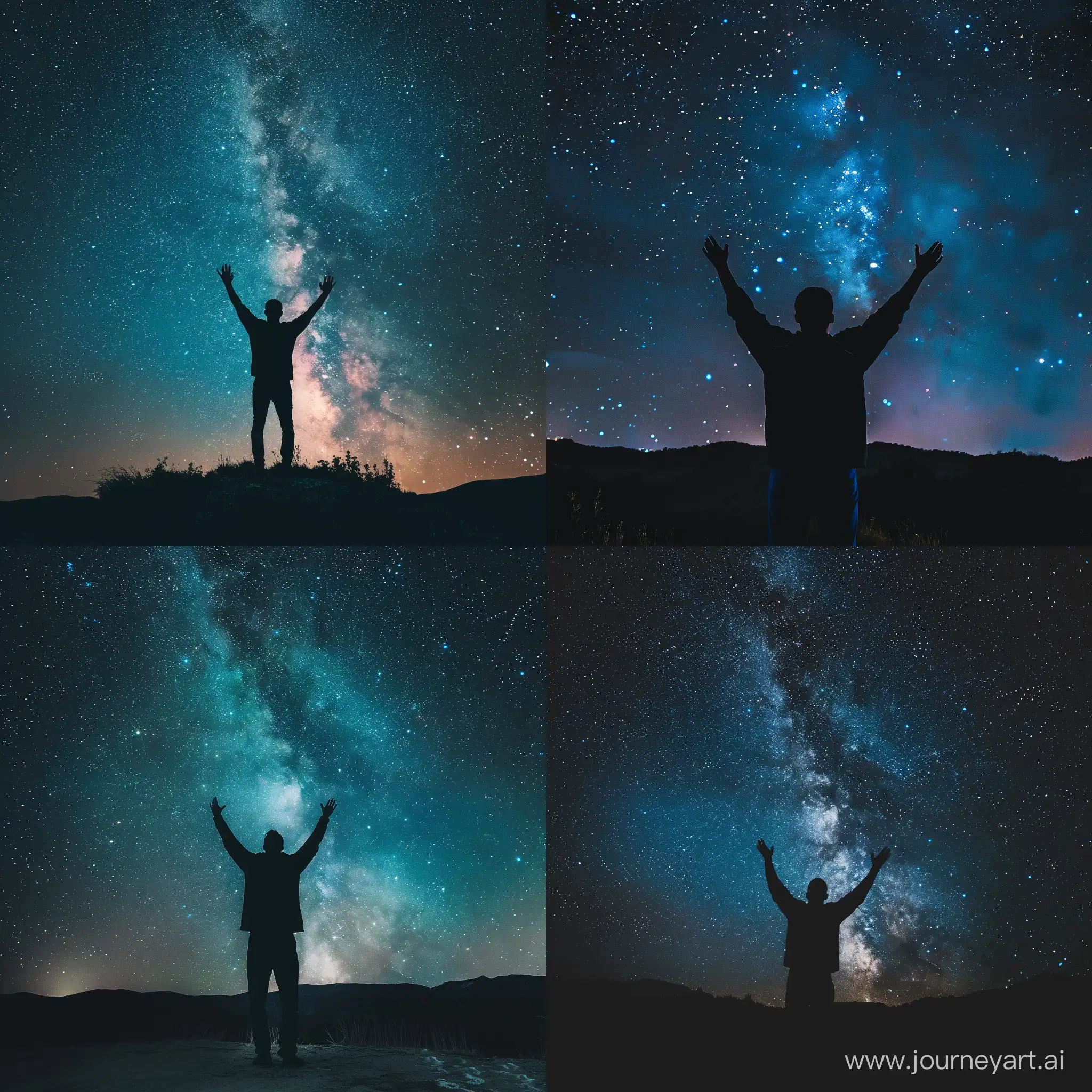Man-Standing-in-Awe-under-Starry-Night-Sky