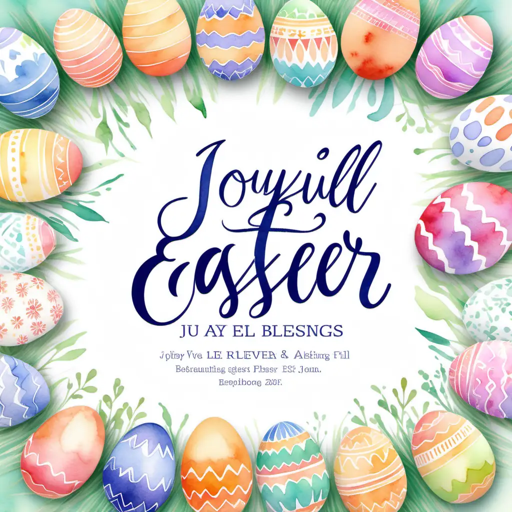 Elegant Easter Design with Vibrant Watercolor Eggs and Sophisticated Typography