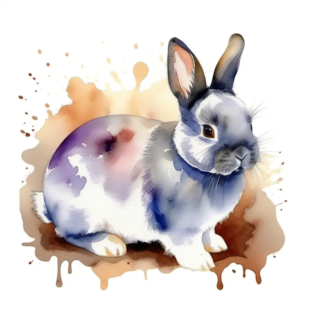 Adorable Netherland Dwarf Rabbit in Enchanting Watercolor Portrait