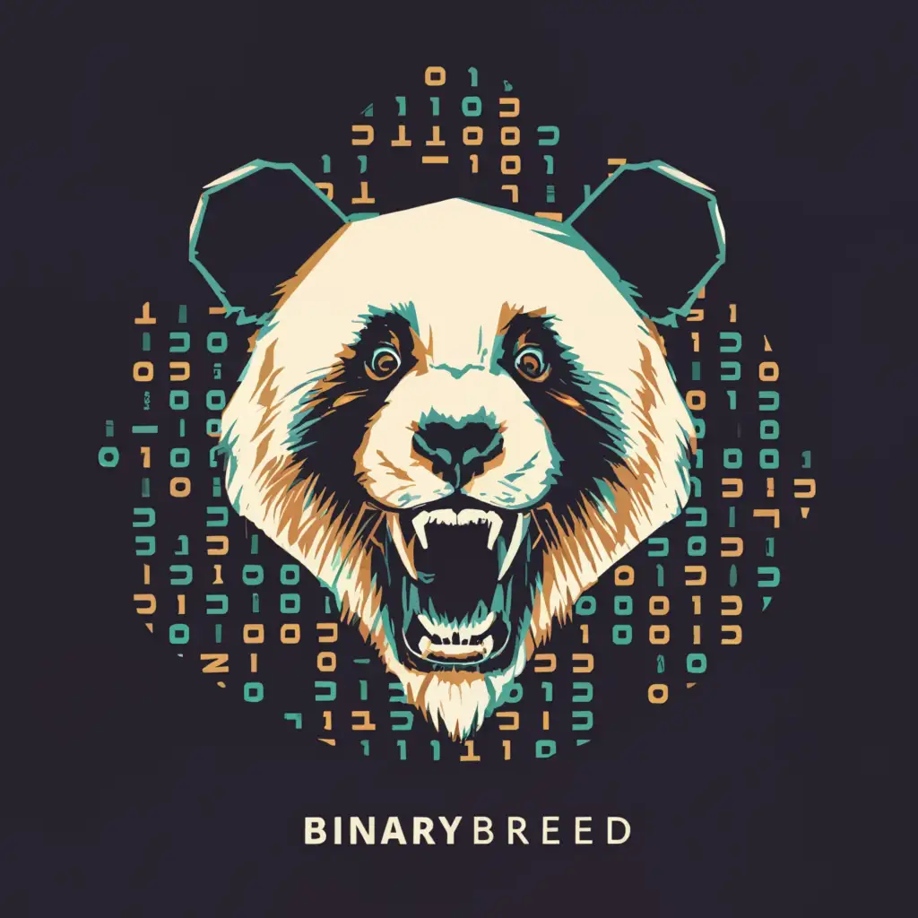 a logo design,with the text "Binary breed", main symbol:Angry panda,complex,be used in Internet industry,clear background
