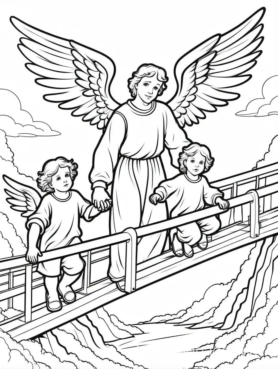 Guardian-Angel-Watching-Over-Children-on-Bridge-Coloring-Page