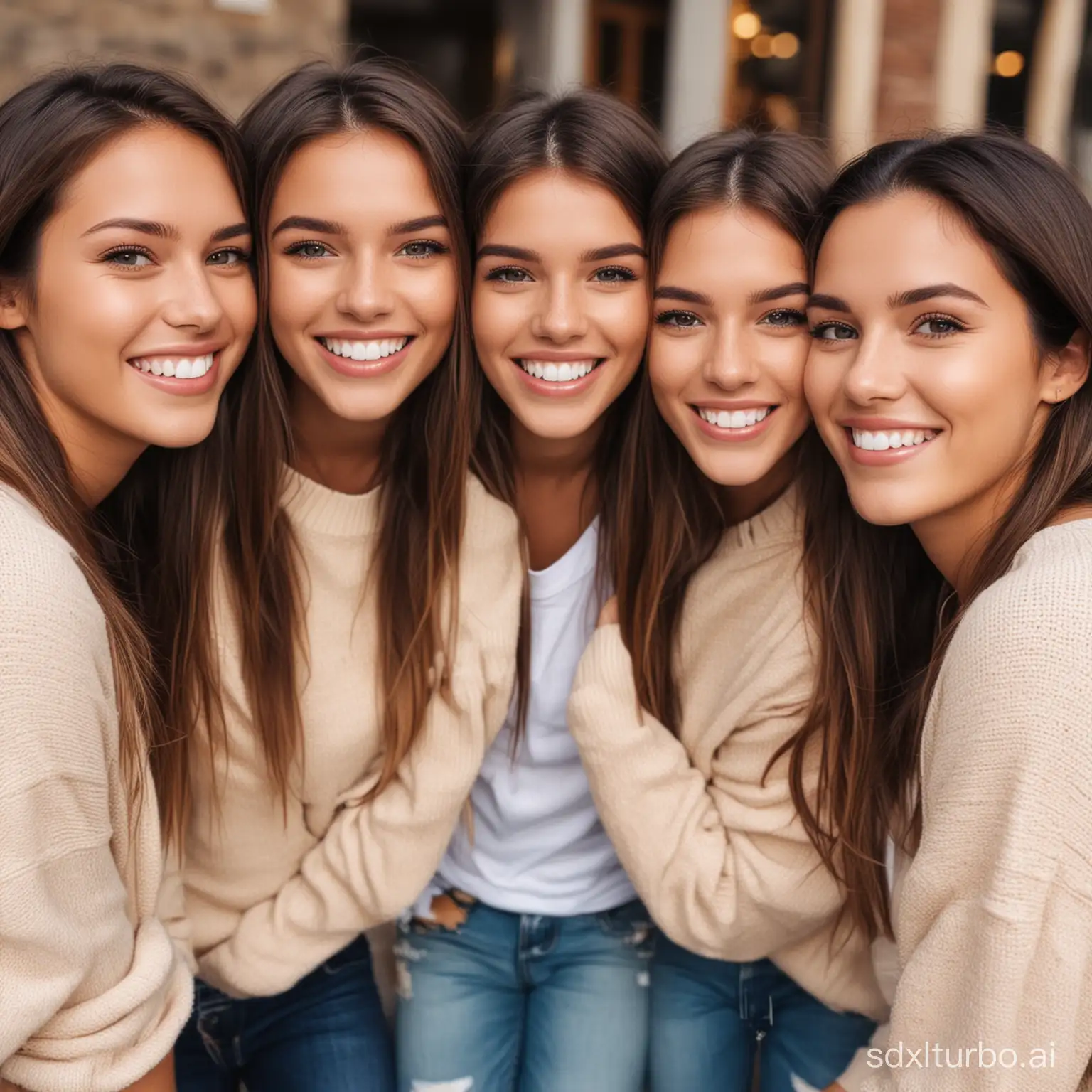 4 beautiful girls smiling at camera