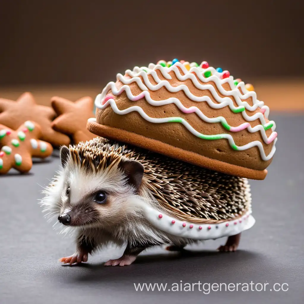 Adorable-Hedgehog-Carrying-Gingerbread-Sweet-Animal-Bakery-Delivery