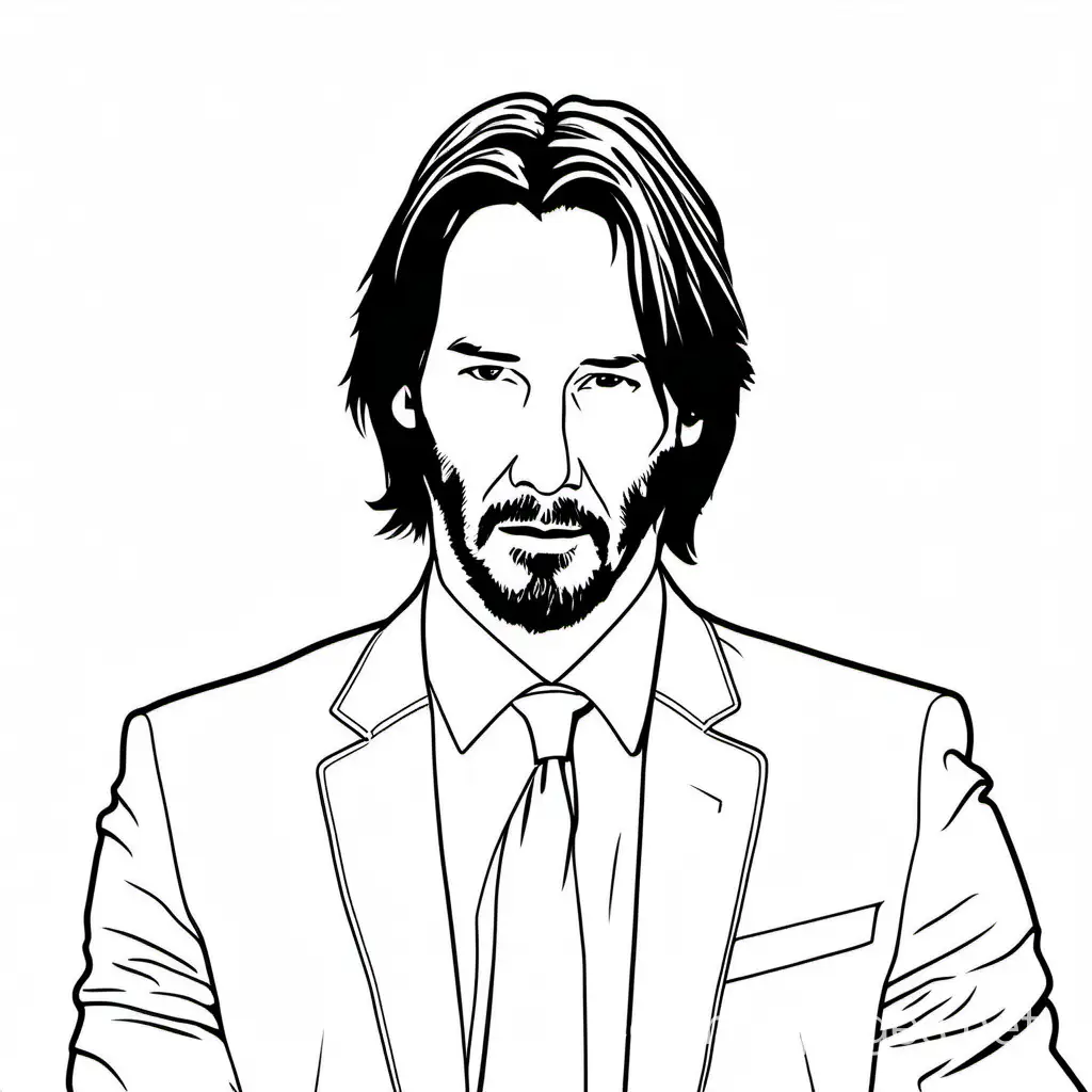 keanu reeves
, Coloring Page, black and white, line art, white background, Simplicity, Ample White Space. The background of the coloring page is plain white to make it easy for young children to color within the lines. The outlines of all the subjects are easy to distinguish, making it simple for kids to color without too much difficulty