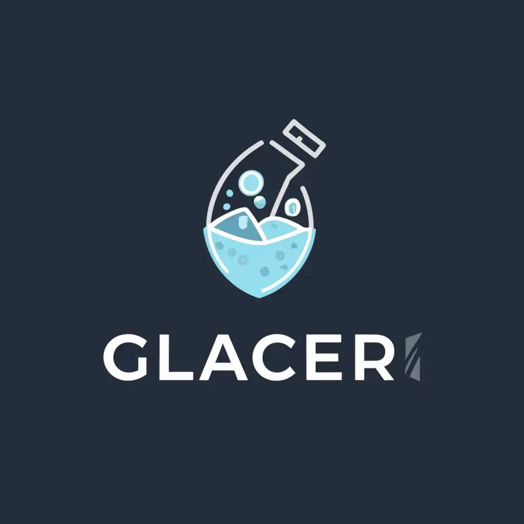 LOGO-Design-For-Glacier-Refreshing-Bottle-Drinking-Cold-on-Clear-Background