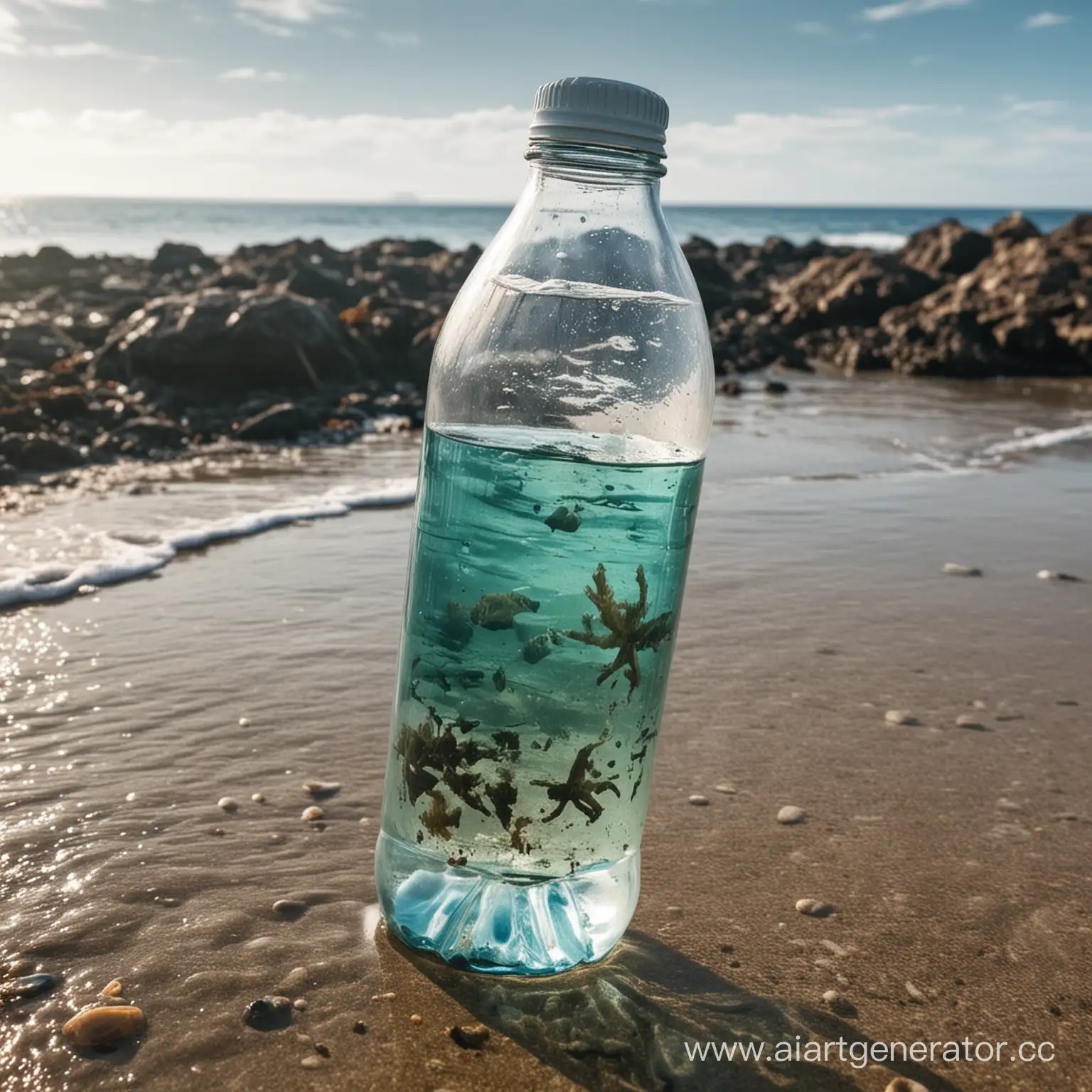 Polluted-Ocean-Encapsulated-in-Transparent-Plastic-Bottle