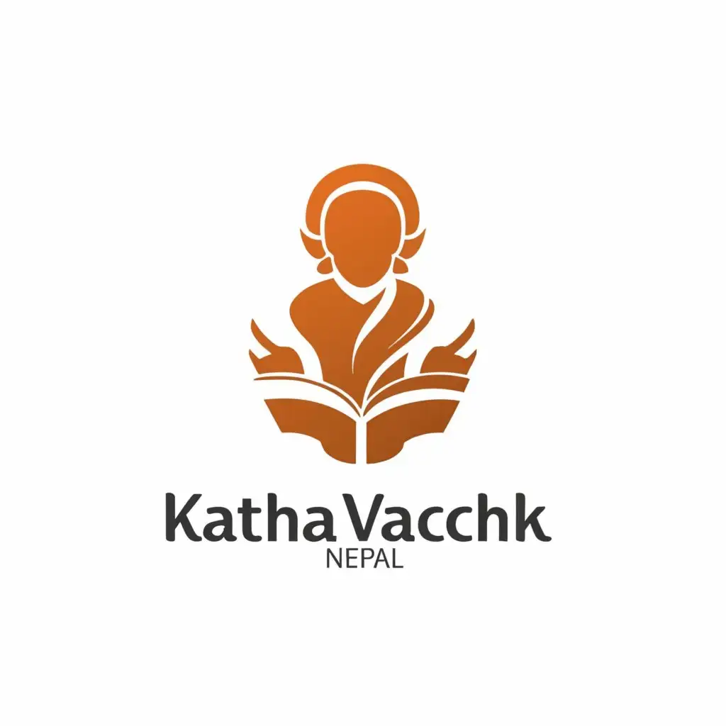 a logo design,with the text "Katha Vachak Nepal", main symbol:story teller,Minimalistic,clear background
