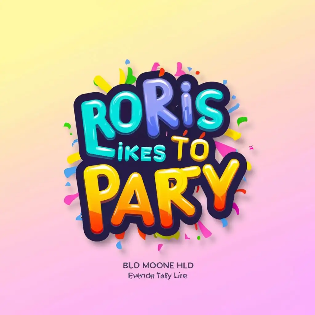 a logo design,with the text "Roris  
likes to party", main symbol:Moon Bounce houses,Moderate,be used in Events industry,clear background