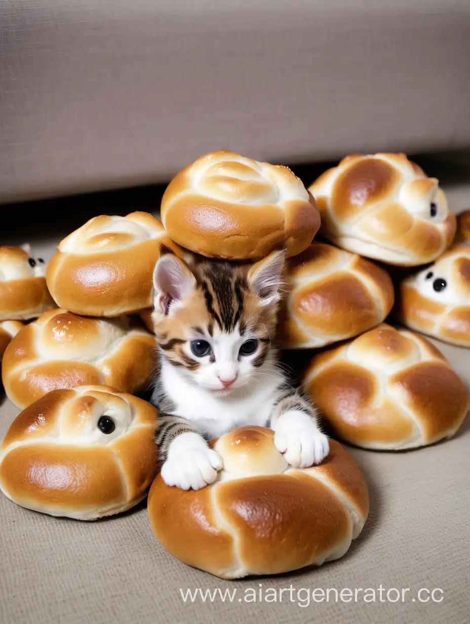 Adorable-Kitten-Surrounded-by-Fluffy-Buns