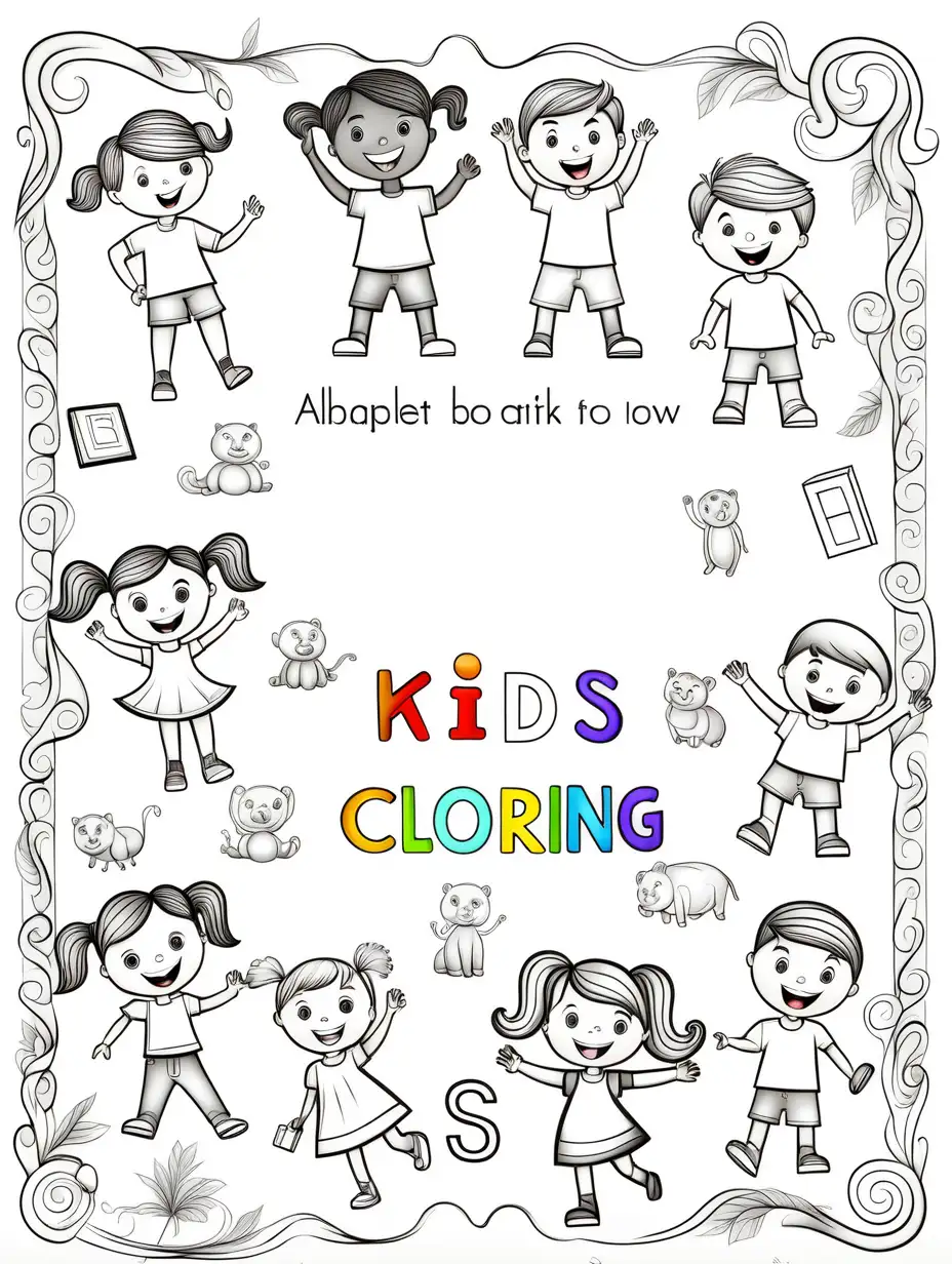 Vibrant Alphabet Coloring Book Back Cover Featuring Joyful Kids
