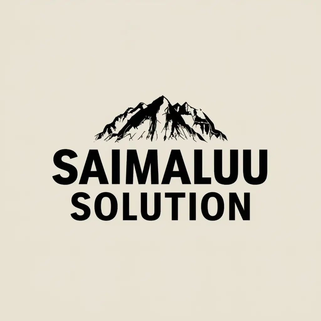 logo, Mountain, with the text "Saimaluu Solution", typography