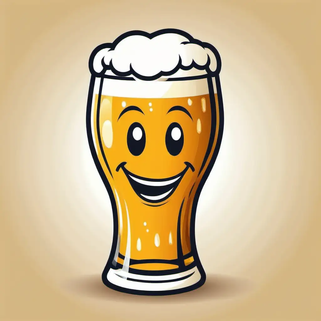 Cheerful Beer Glass Filled with Refreshing Lager Vector Illustration