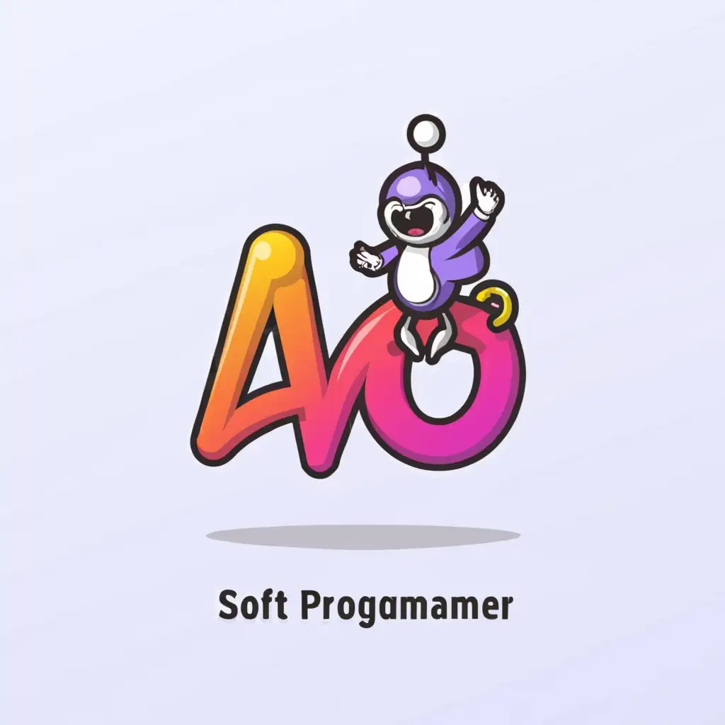 LOGO-Design-For-Aon-Soft-Programmer-Cartoon-Style-on-Clean-Background