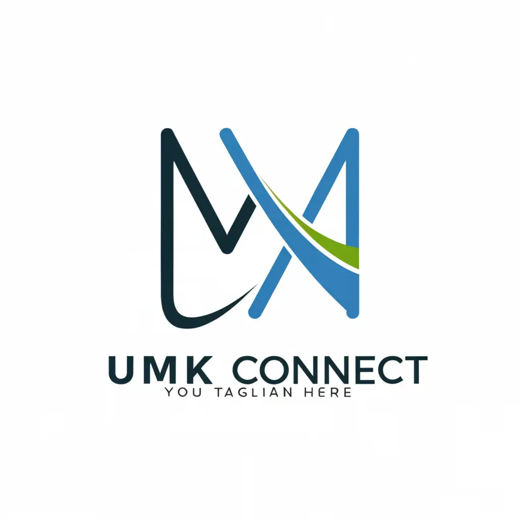 a logo design,with the text "UMKMconnect", main symbol:M,Minimalistic,clear background