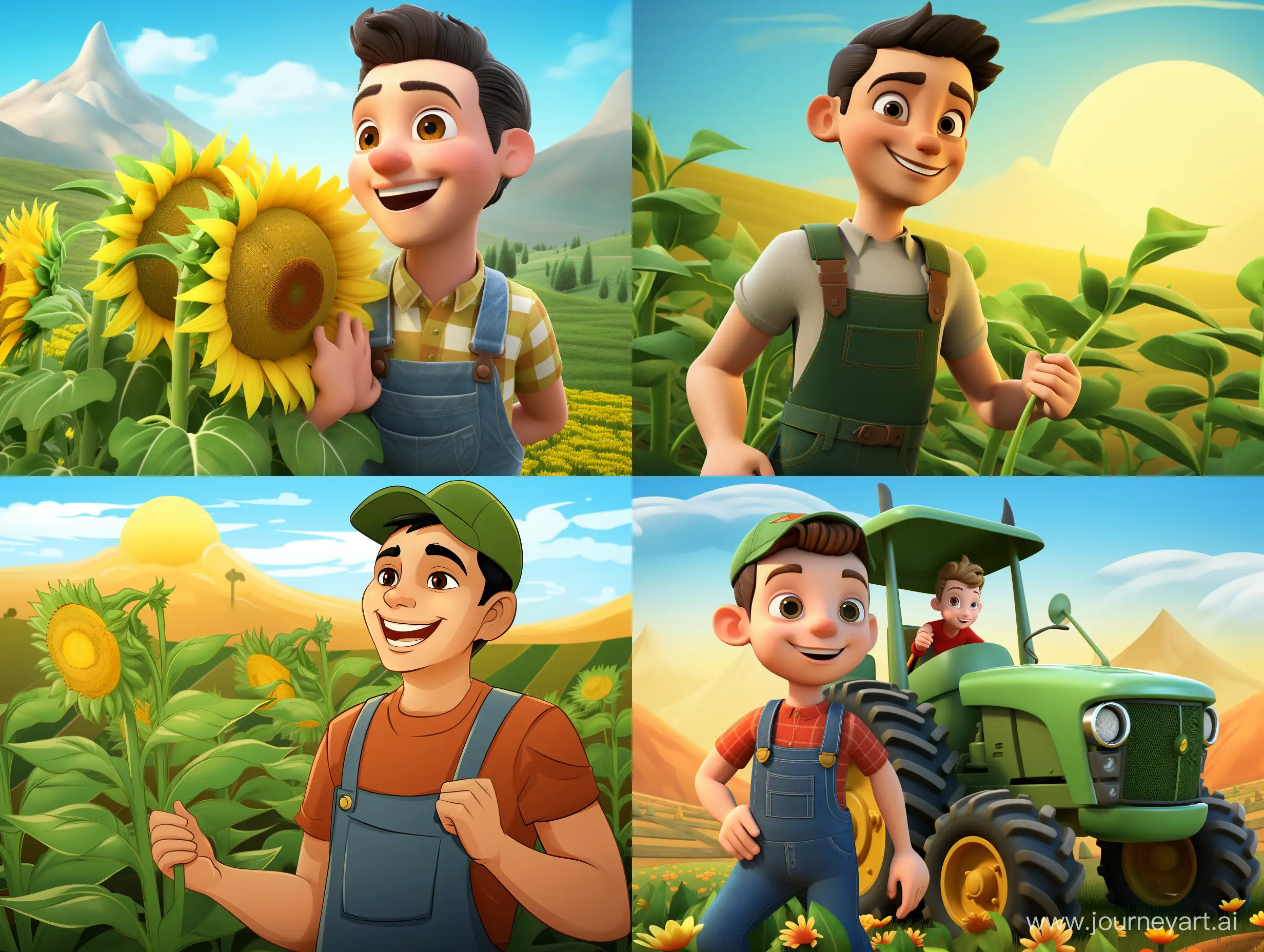 Joyful-Farmer-Harvesting-Fresh-Vegetables-in-Sunflower-Fields