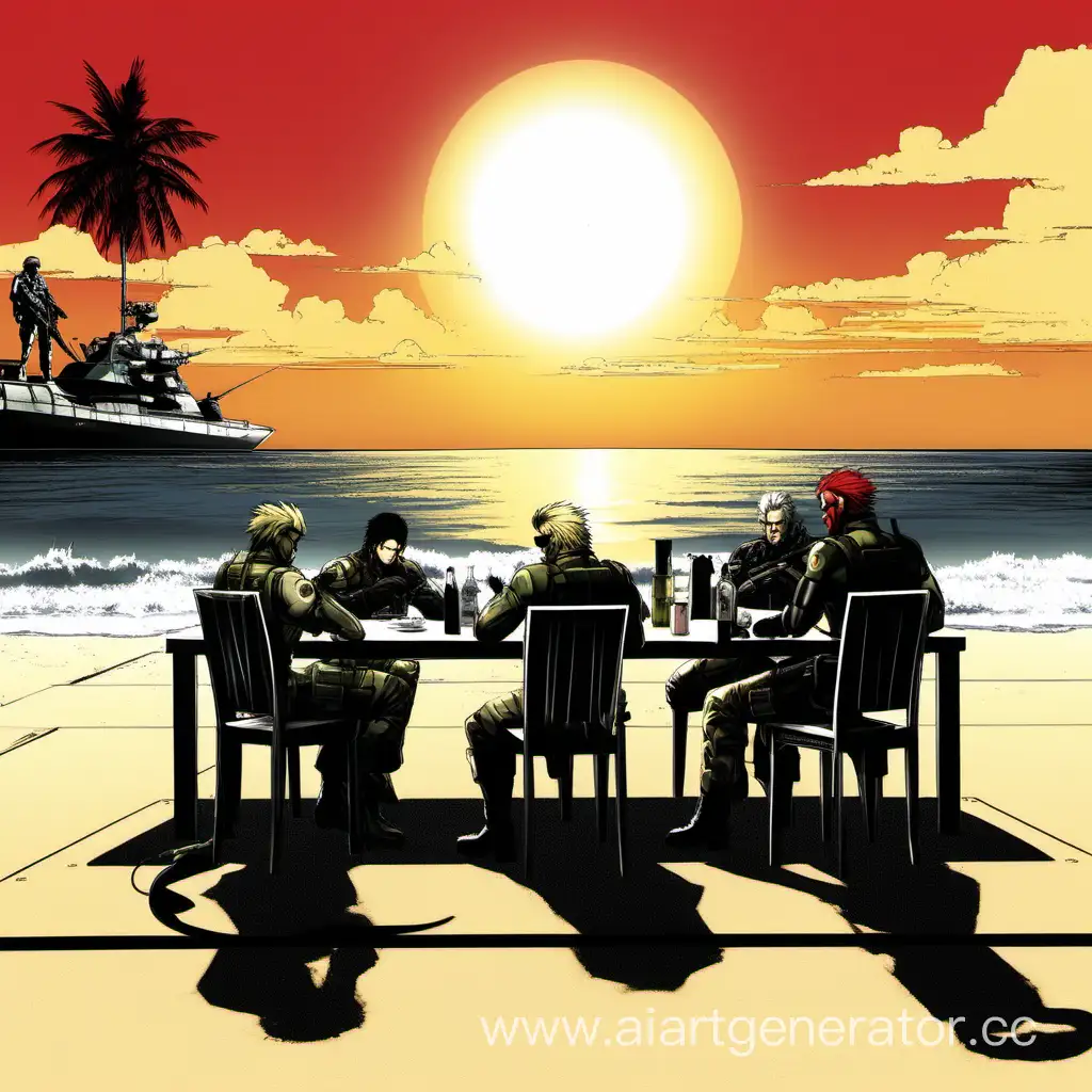 Metal-Gear-Solid-3-Characters-Confronting-Shadowfiend-at-the-Beach