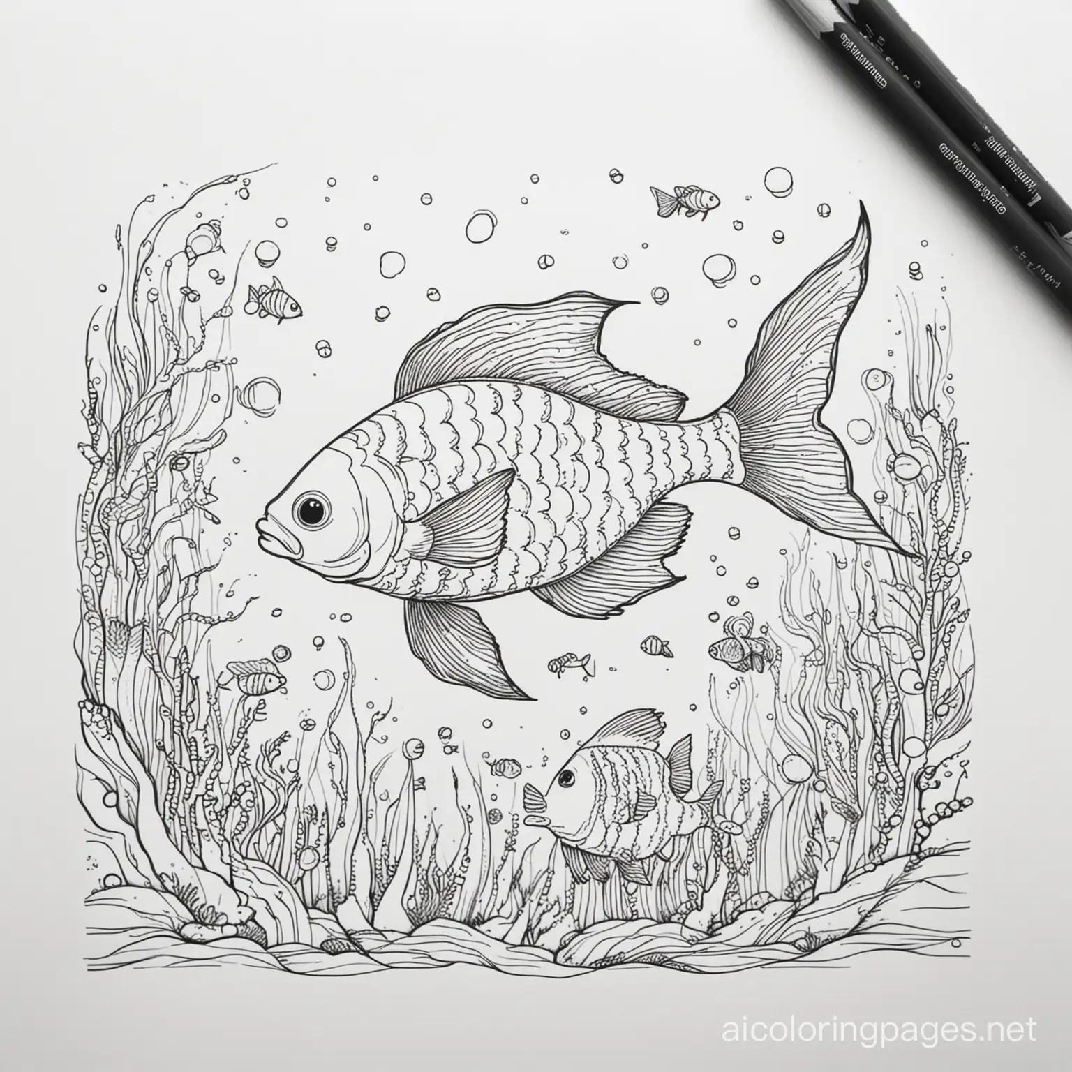Underwater-Fish-Coloring-Page-for-Kids-Simple-Line-Art-on-White-Background