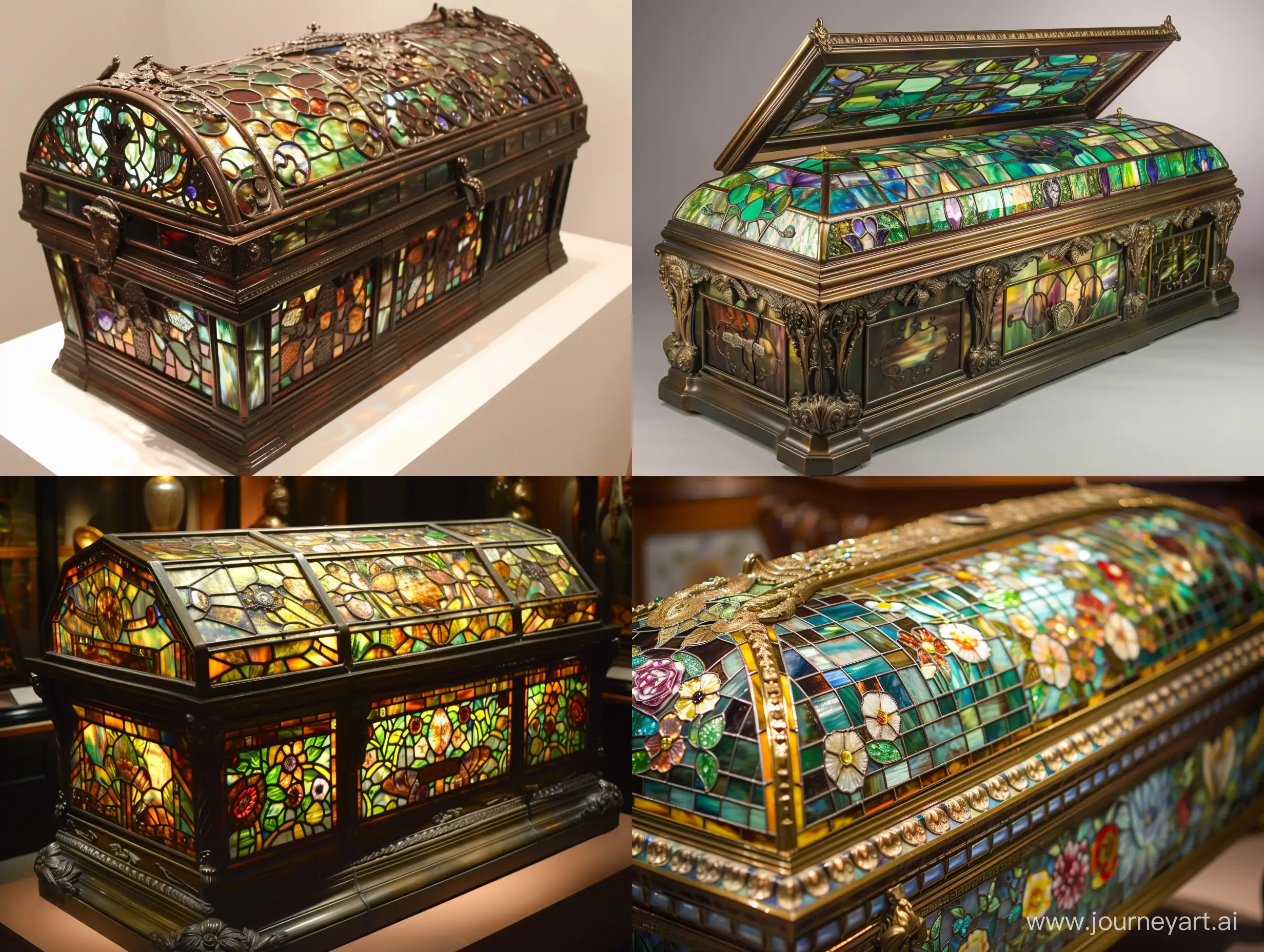 Vintage-Stained-Glass-Casket-with-Bronze-Design