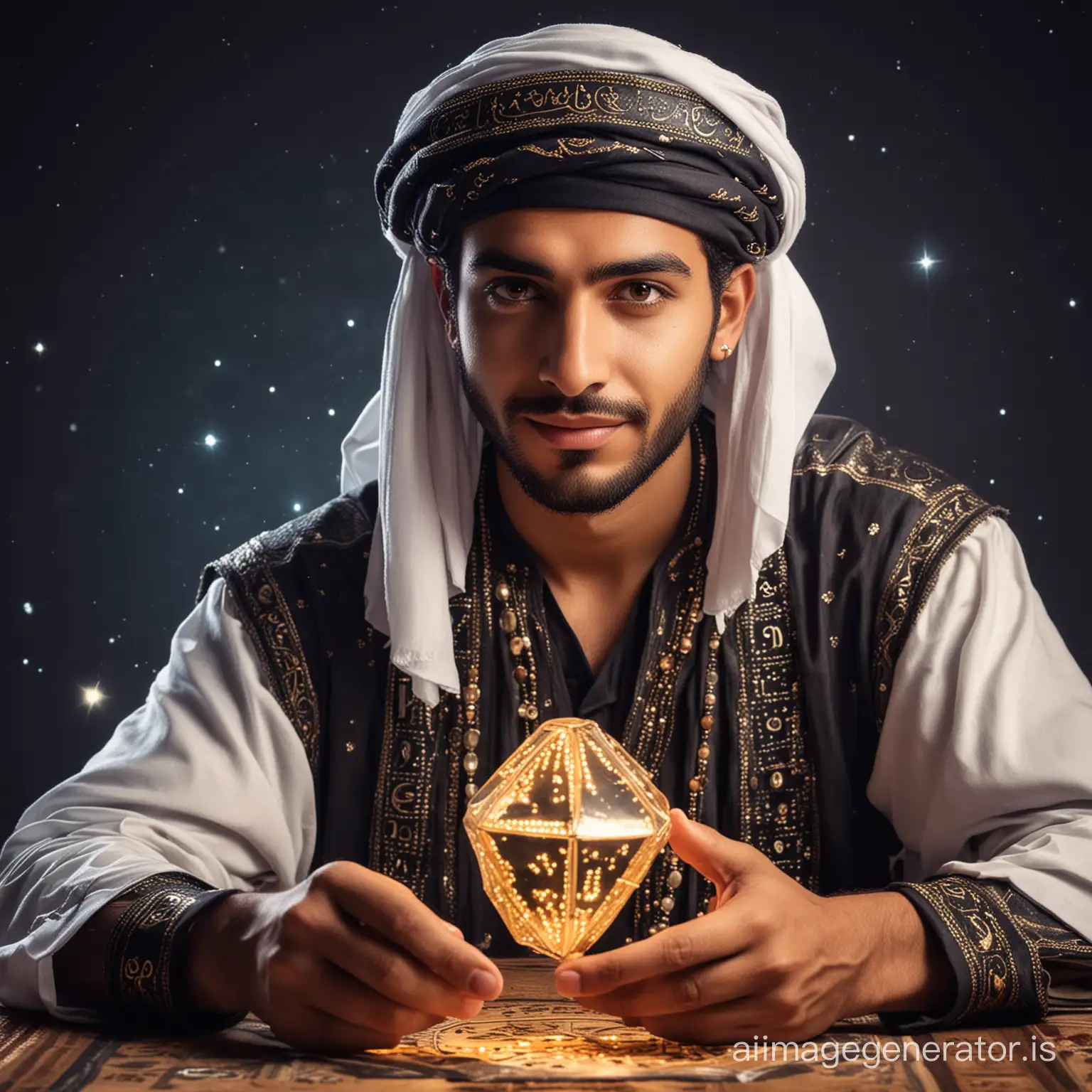 The fortune teller is an Arab guy, the most handsome in the world, 12 zodiac signs, astrological universe