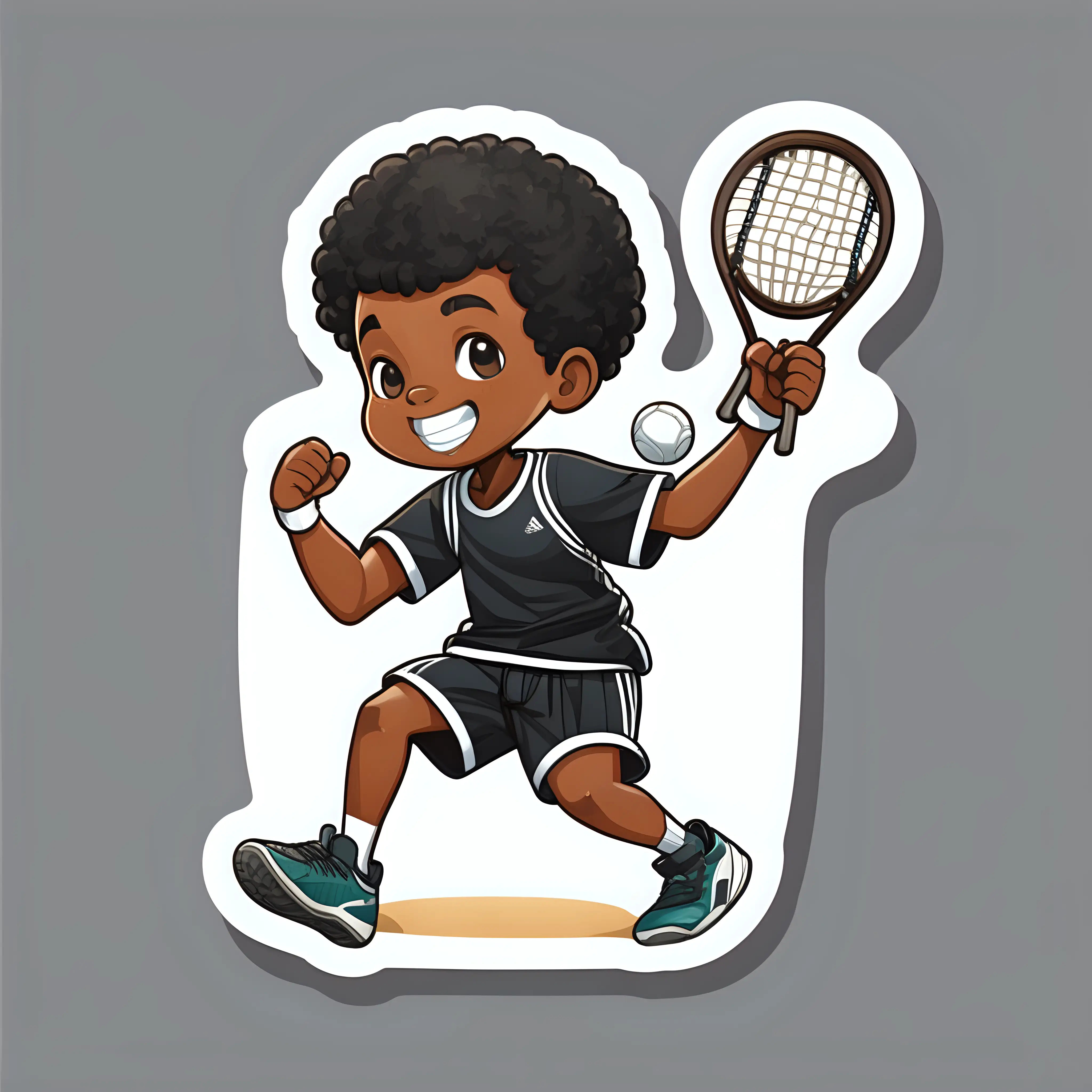 Energetic Black Boy Engaged in Sports Sticker