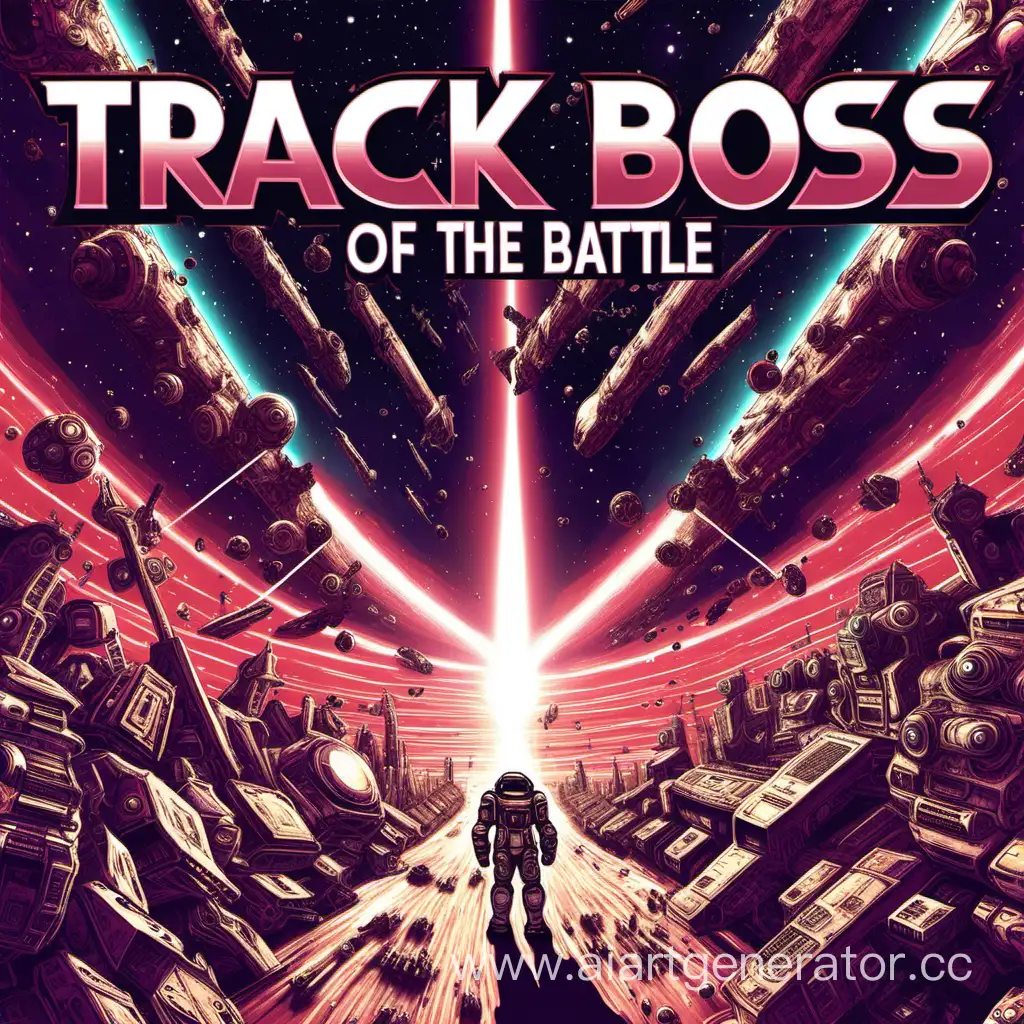 Cover for the track of the boss battle in the game, in a space style