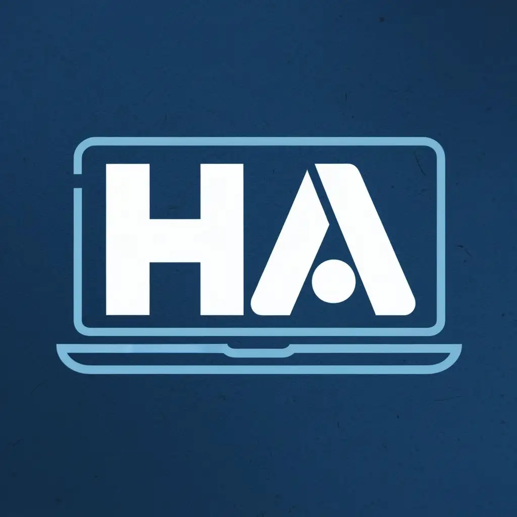 logo, laptop/blue, with the text "HA", typography, be used in Technology industry