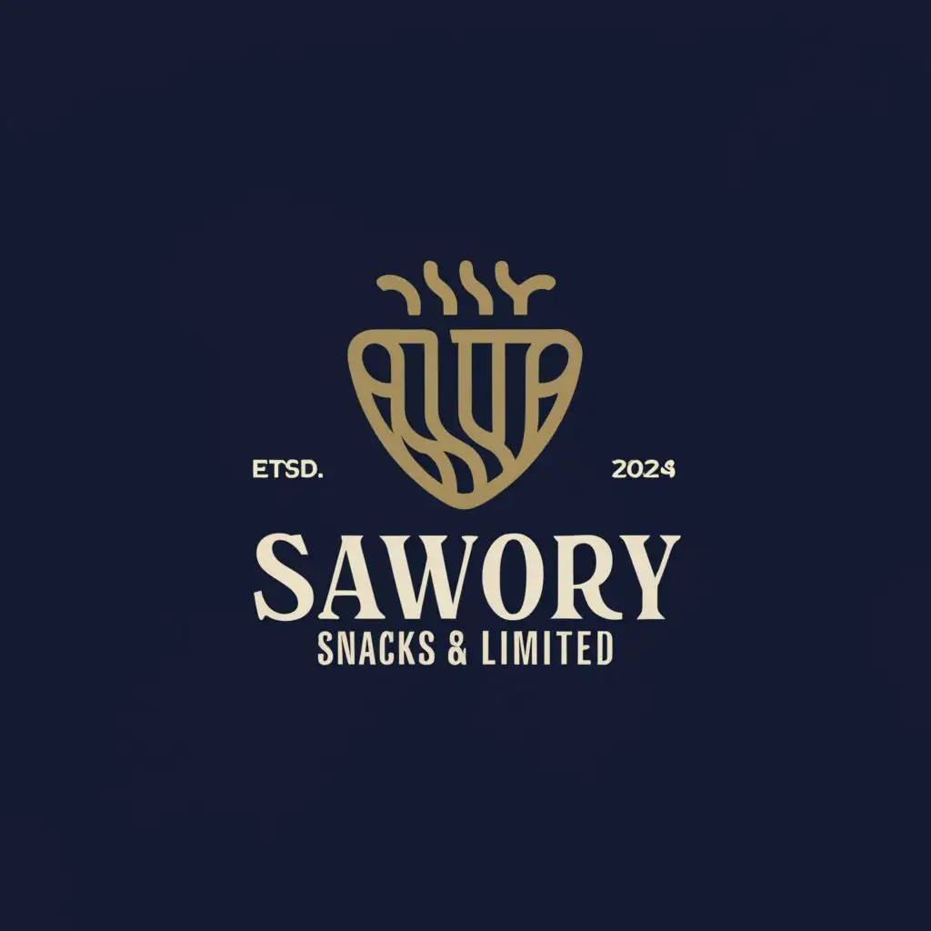 a logo design,with the text "Savoury Snacks & Foods Limited
Est. 2024", main symbol:Dark Blue background
Keep slogan as "Wellness In Every Bite"

,Moderate,clear background