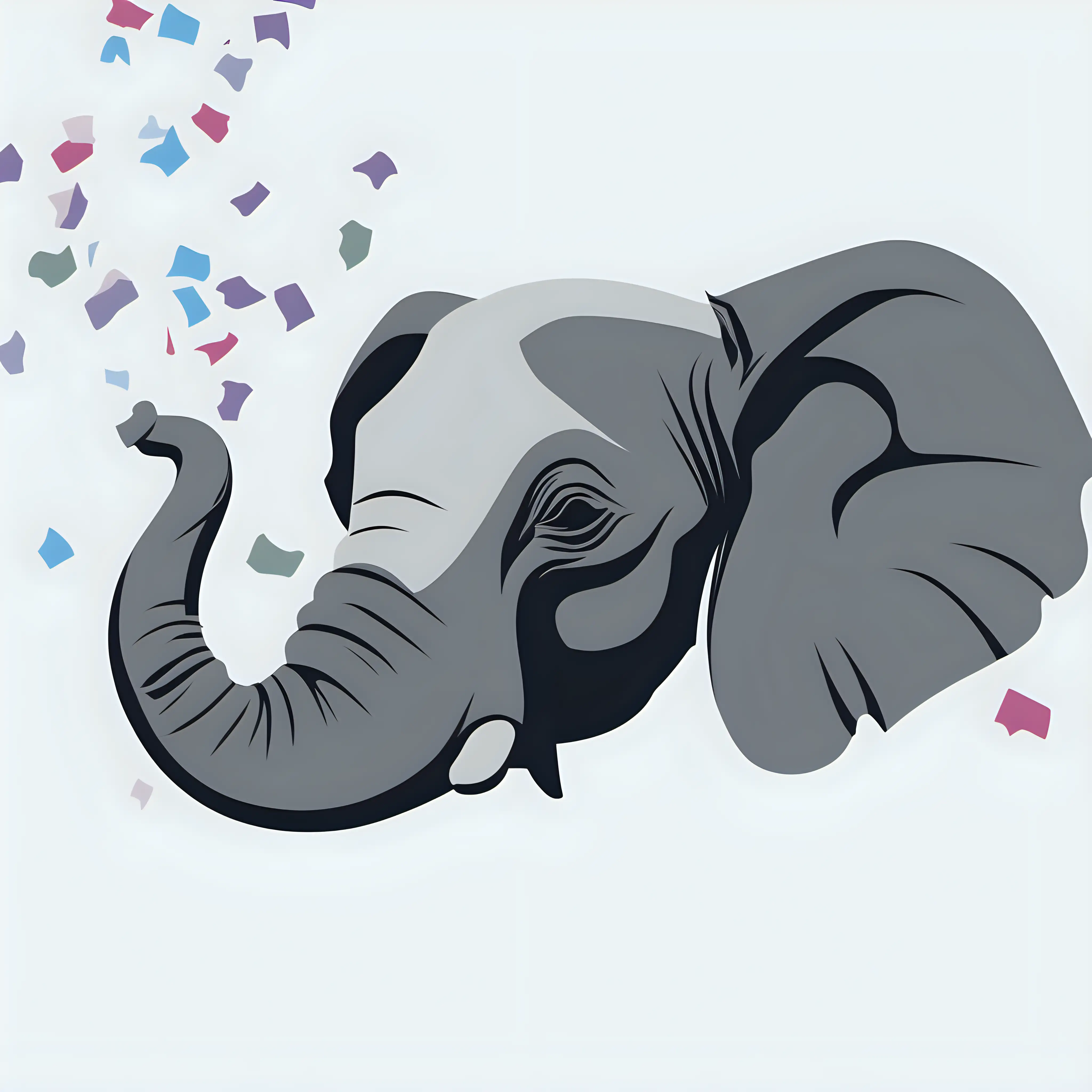 Elegant Elephant Silhouette with Confetti Burst