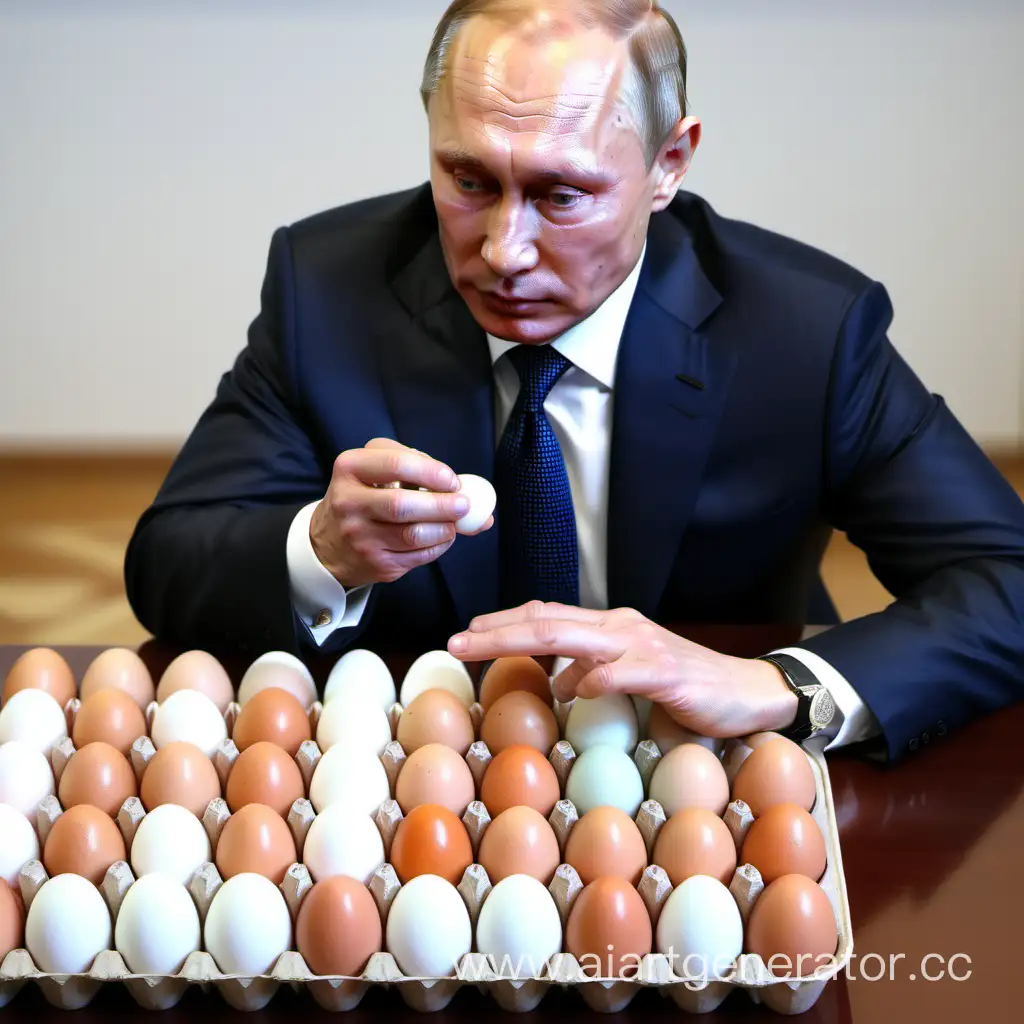 Путин считает куриные яйца