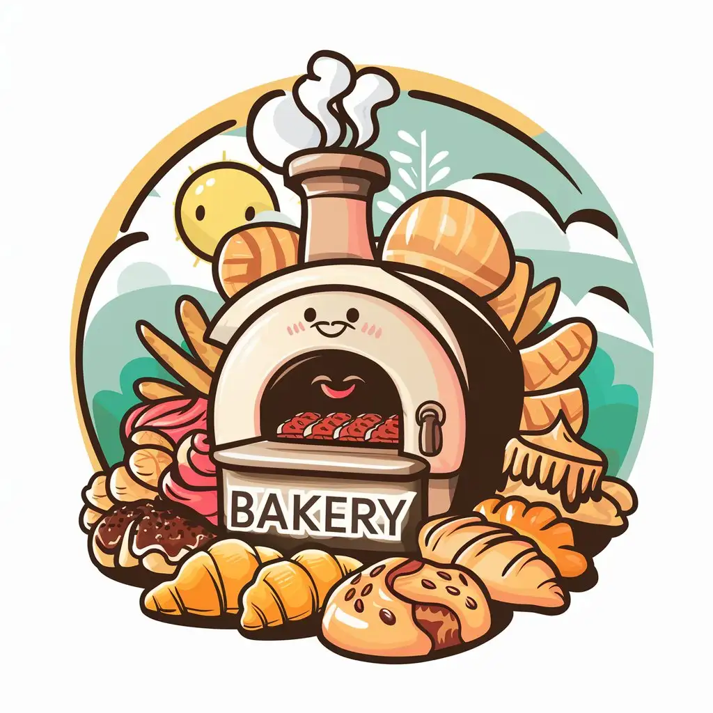 Charming Bakery Logo Design with Whimsical Pastry Illustrations