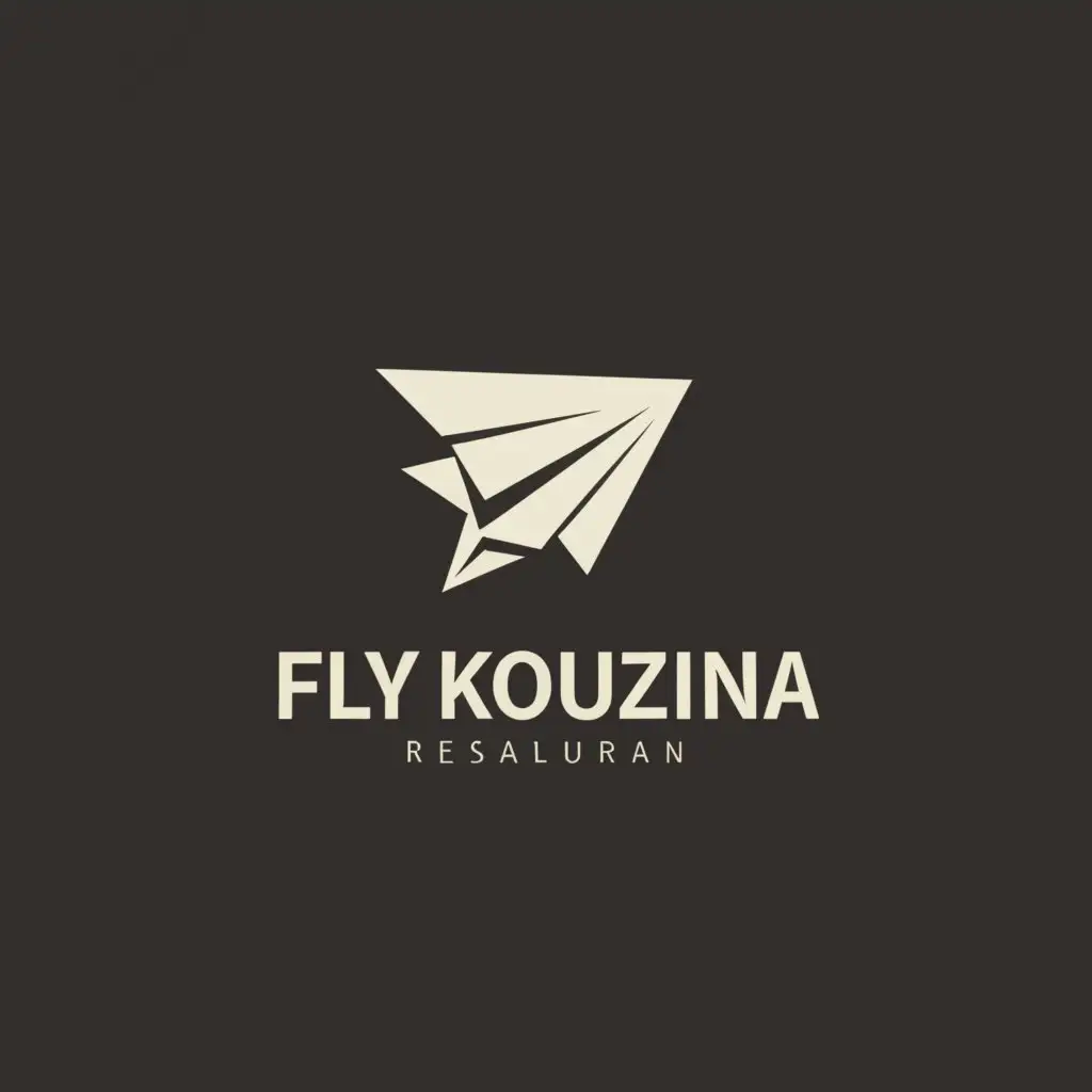 a logo design,with the text "Fly Kouzina", main symbol:Paper Aeroplane,Minimalistic,be used in Restaurant industry,clear background