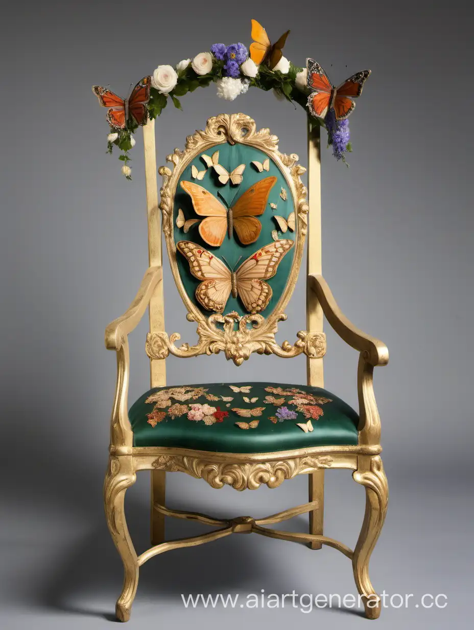 стул героини из Энн с двумя нн, украшенный в ее стиле, бабочки, цветы, венки