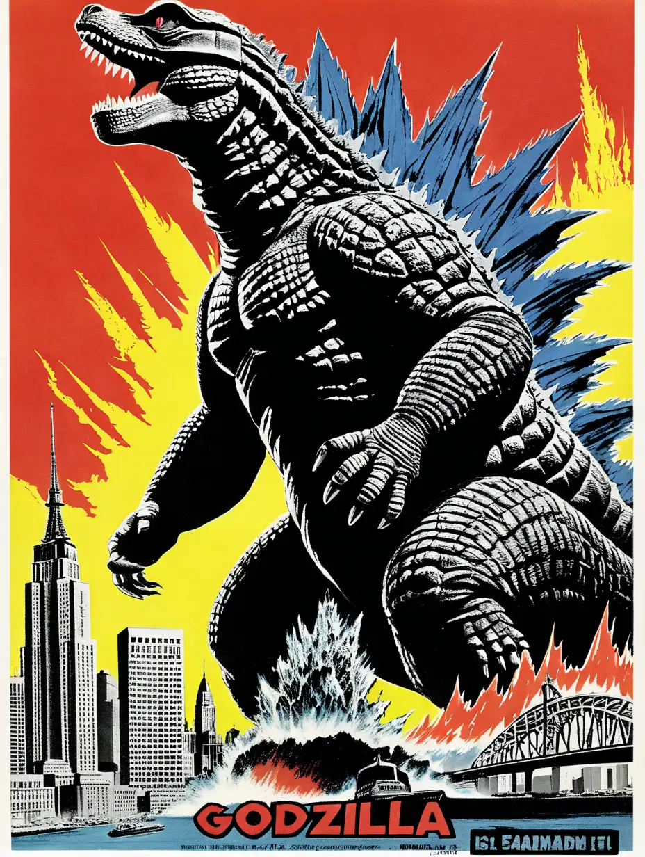 Iconic Godzilla 1965 Roaring in City Destruction Scene